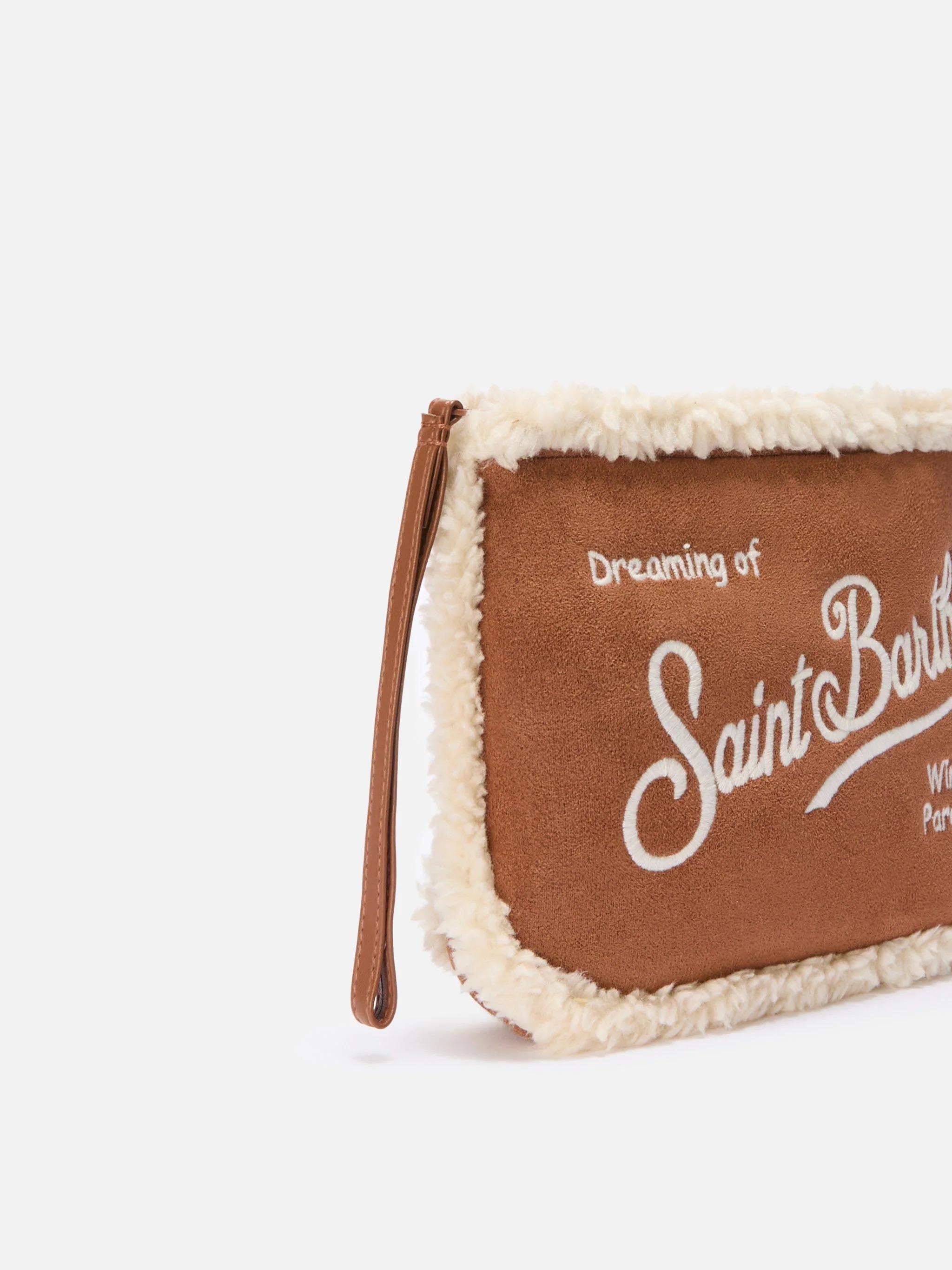 Pochette Aline Shearling in sherpa e faux suede cammello ALI0033 00486I MC2 SAINT BARTH 