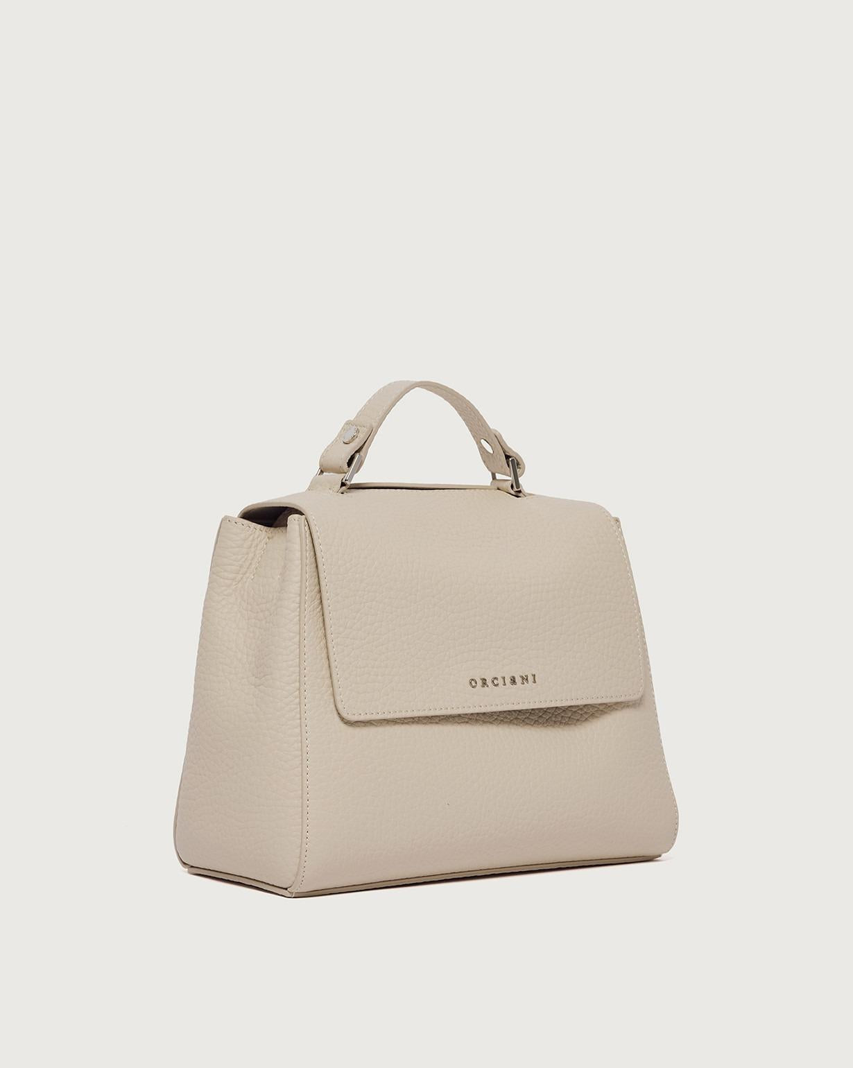 Borsa Sveva Soft Piccola a mano in pelle con tracolla<BR/> B01999SOF AVORIO ORCIANI 