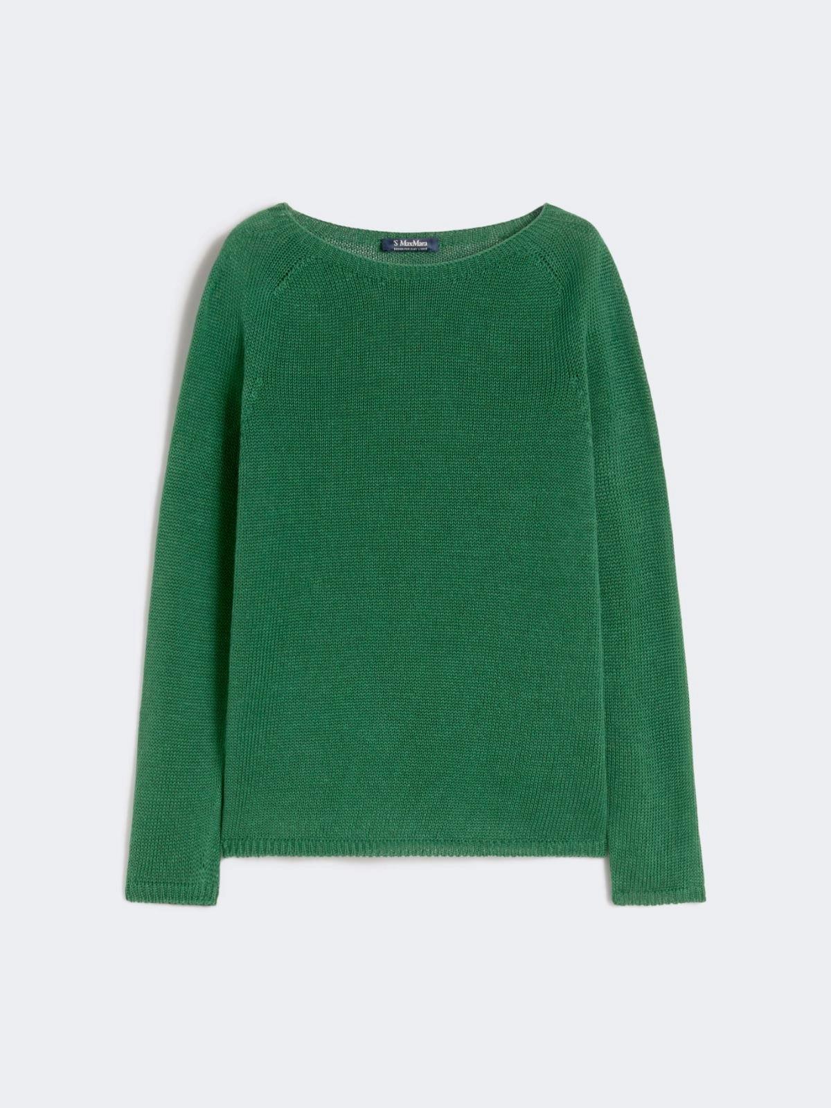 Maglia basic in filato di lino - Verde<BR/> SMMGIOLINO 010 S MAX MARA 