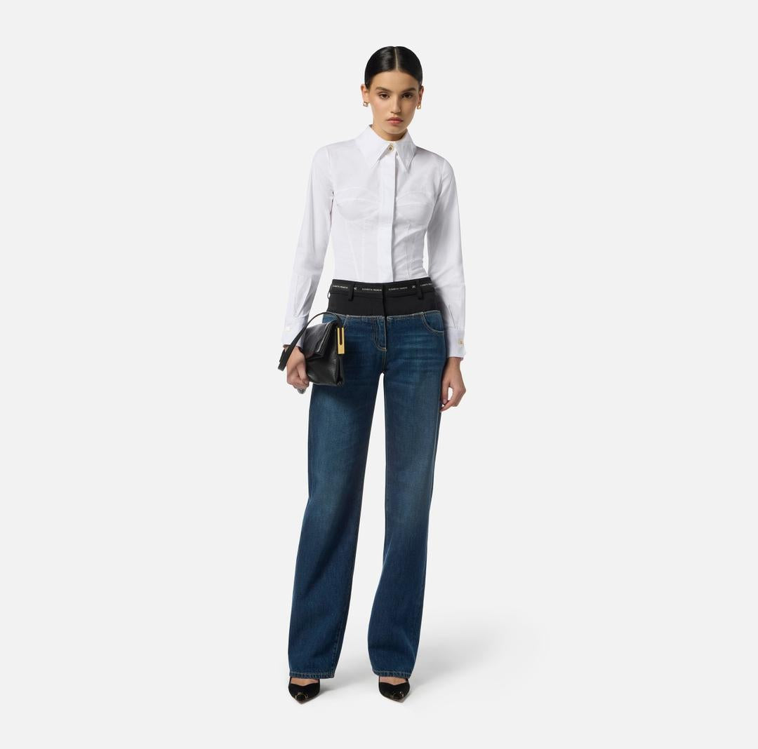 Camicia in popeline di cotone CA08256E2 100 ELISABETTA FRANCHI 