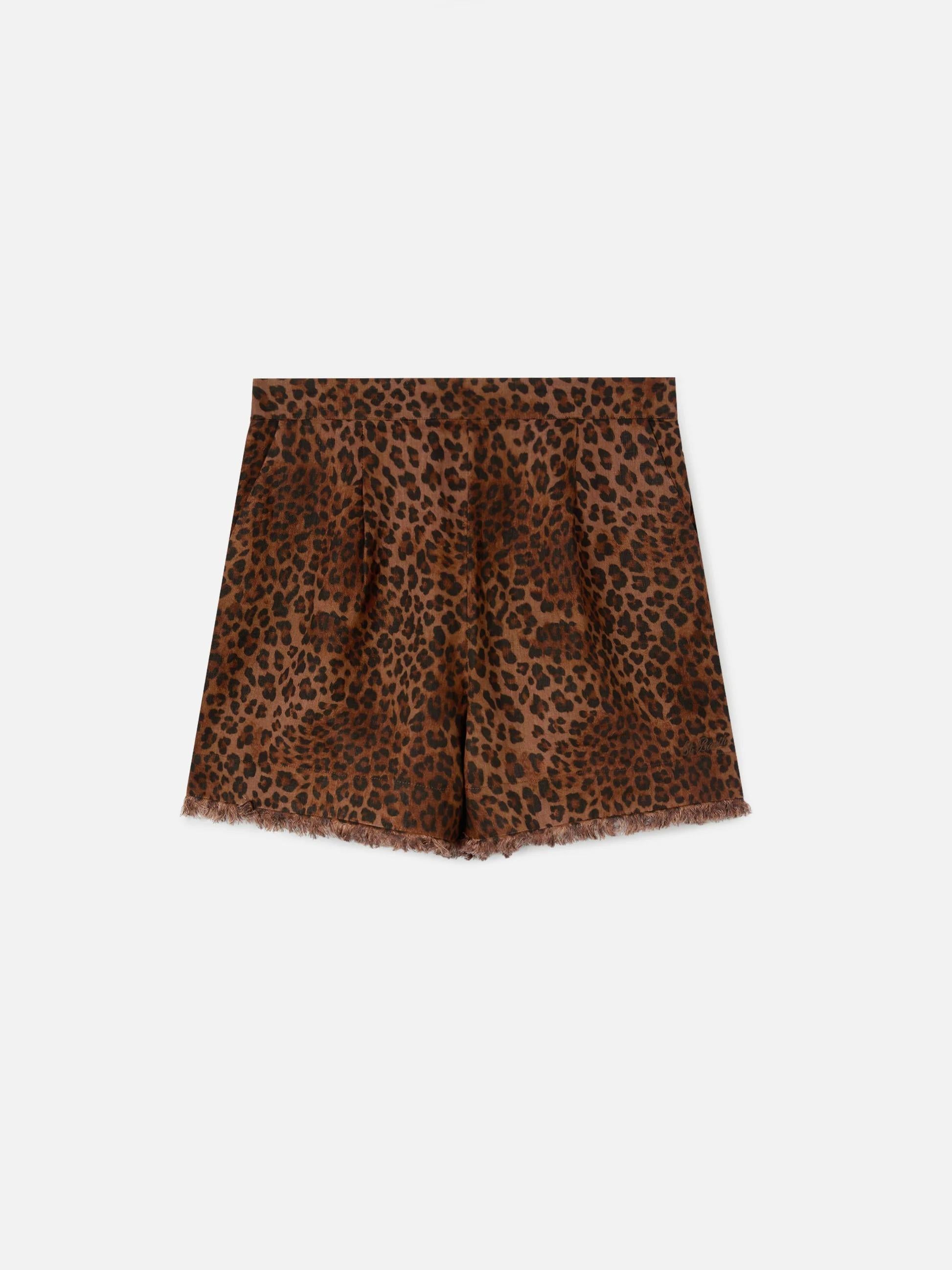 Short Amani in lino stampa leopardata<BR/> AMN0001 07842L MC2 SAINT BARTH 