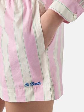 Shorts Meave in cotone a righe rosa<BR/> MEA002 00897L MC2 SAINT BARTH 