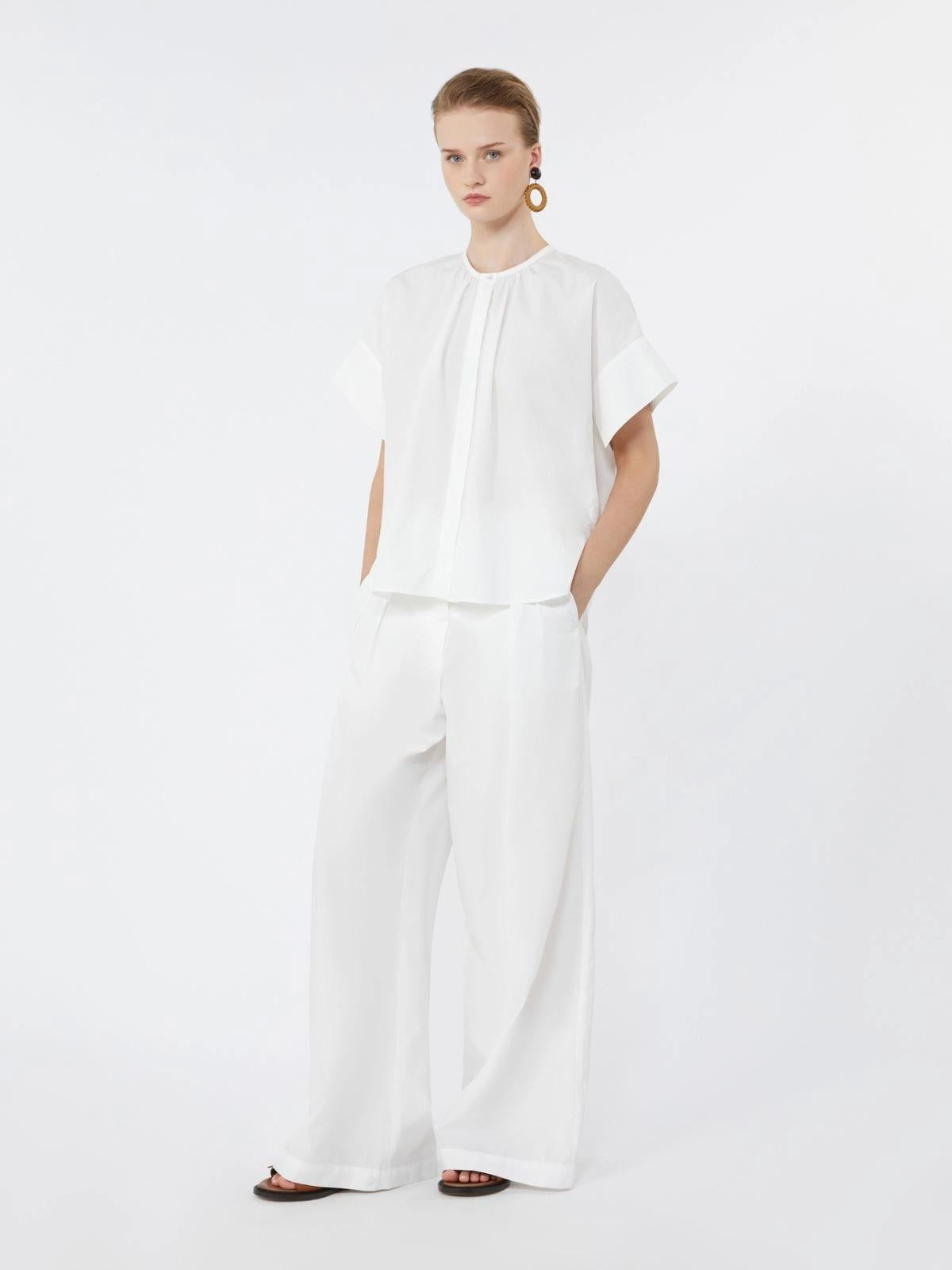 Pantalone ampio in popeline di cotone - BIANCO<BR/> WKDBENDA 004 WEEKEND 