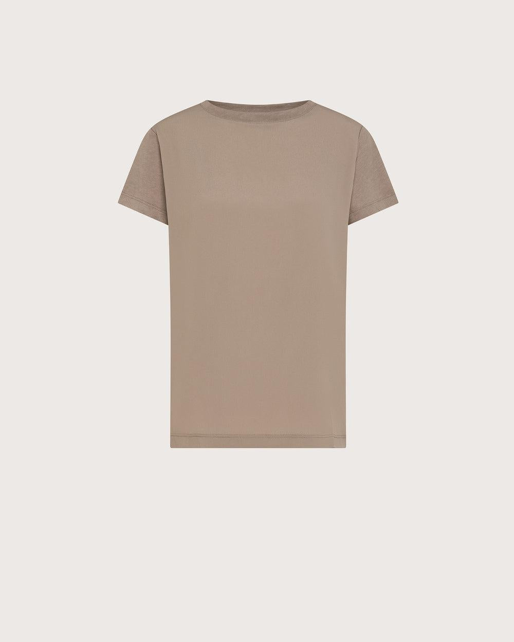 T-shirt girocollo in jersey e crêpe misto seta<BR/> MJ1663890180 044 SEVENTY 