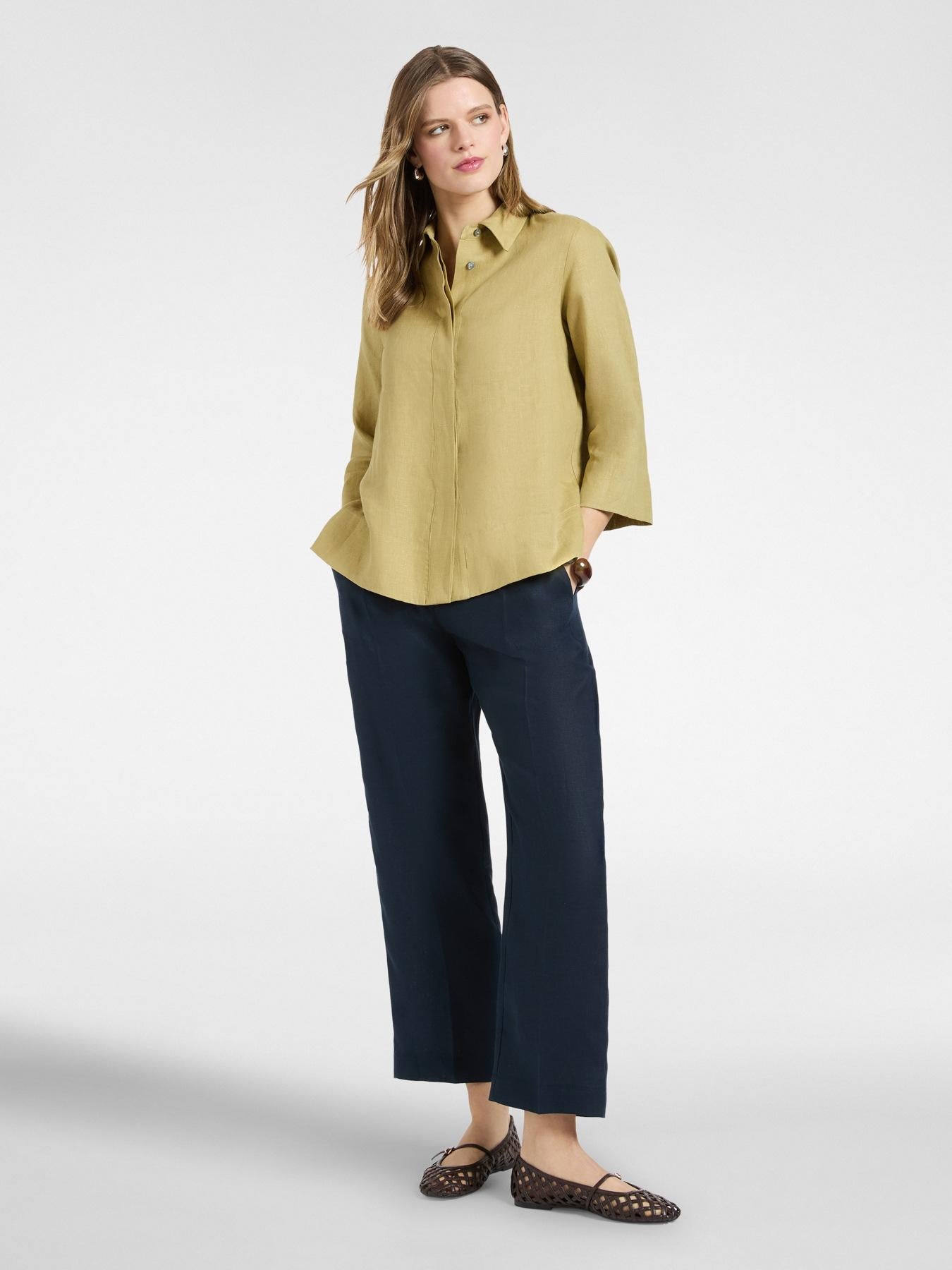 Camicia boxy in lino<BR/> 5013P000322N A5 ELENA MIRO 