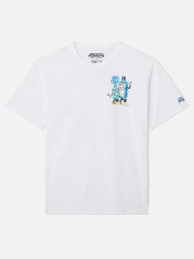 T-shirt Portland bianca con illustrazione Gino & Tony | Special Edition PRL0002 04359L MC2 SAINT BARTH 