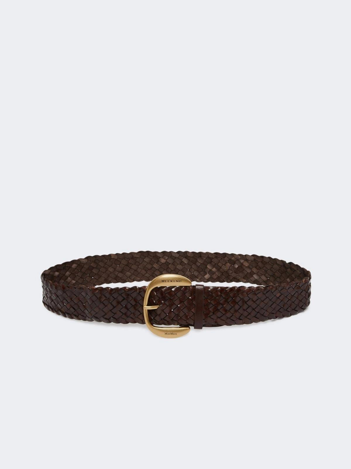 Cintura in cuoio intrecciato - MARRONE SCURO<BR/> WKAGELO 001 WEEKEND 