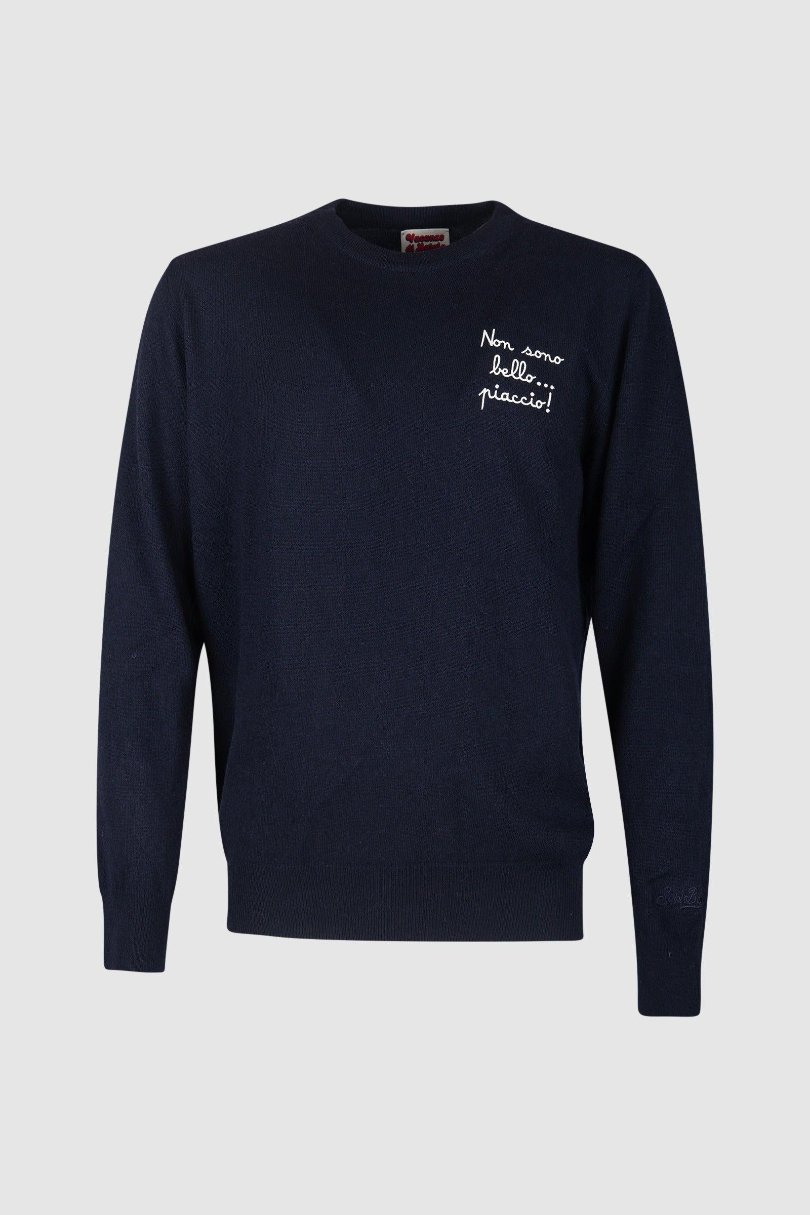 Maglione uomo in misto cashmere con scritta