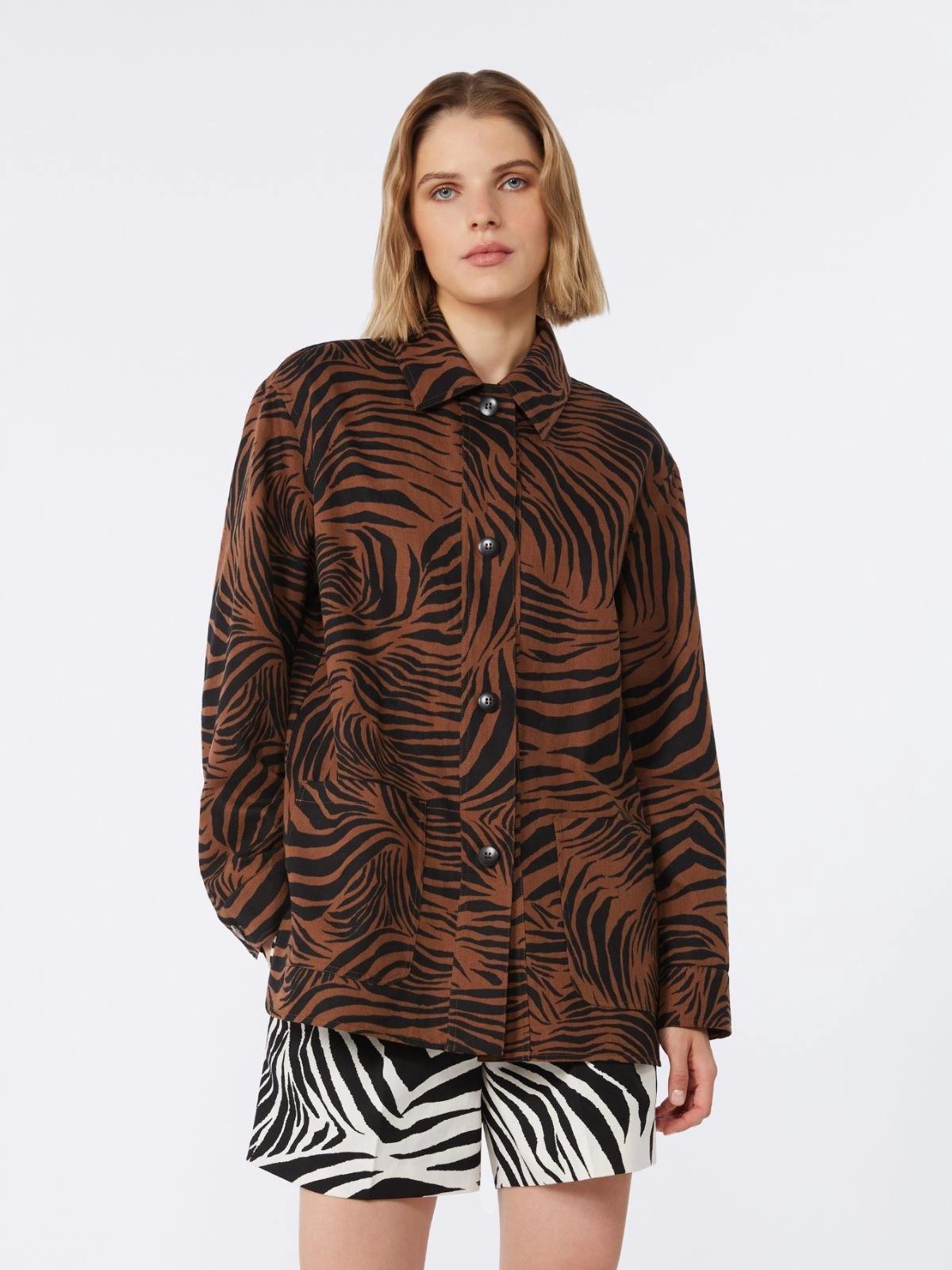 Camicia in cotone e lino stampato - Marrone<BR/> MSTPANINO 002 MAX MARA STUDIO 