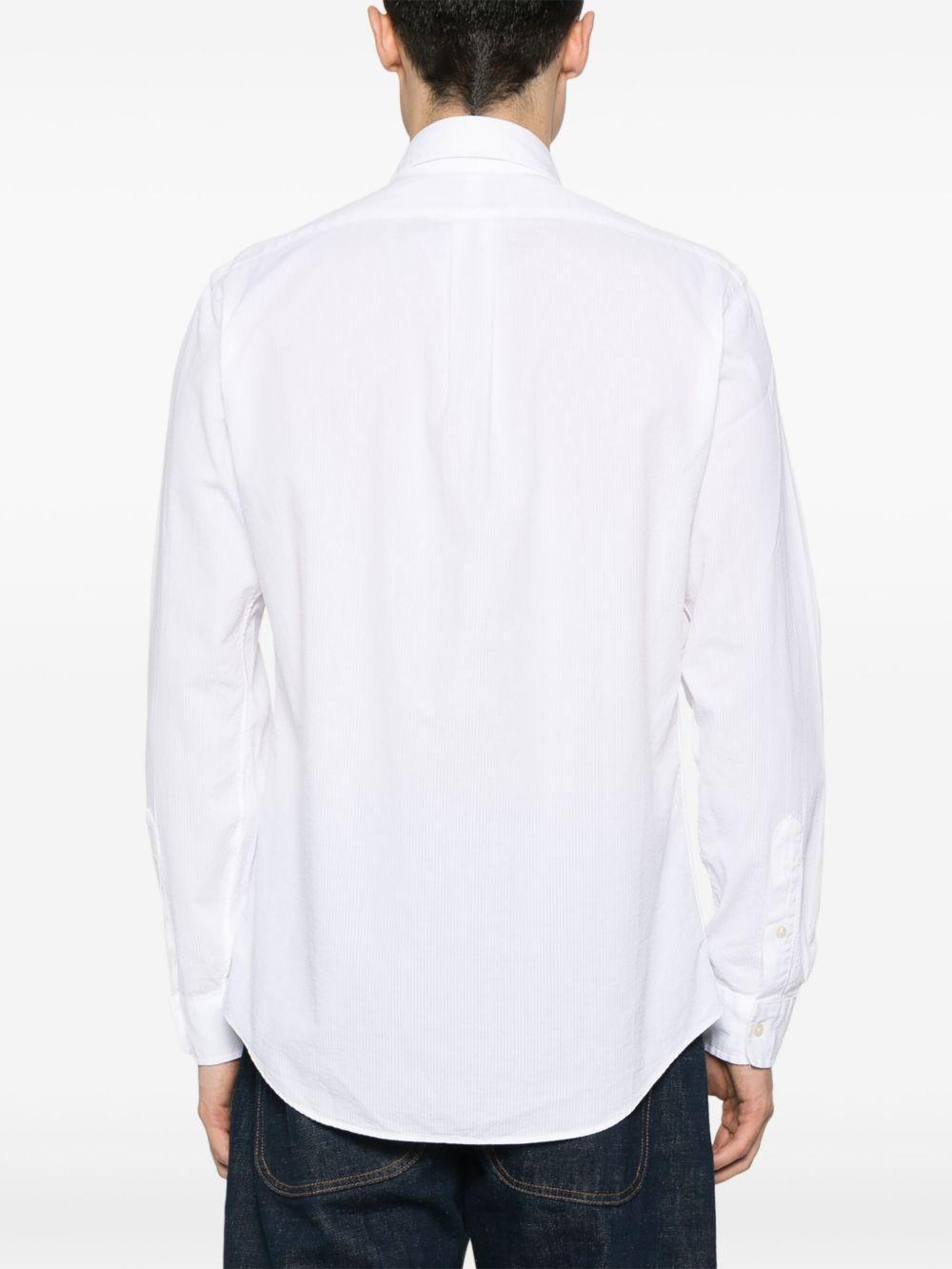 Camicia custom-fit bianca in cotone seersucker a righe con ricamo Pony sul petto.<BR/> 710938519 001 RALPH LAUREN 