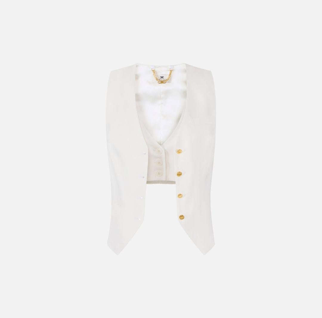 Gilet in misto lino e crêpe<BR/> GL00862E2 360 ELISABETTA FRANCHI 