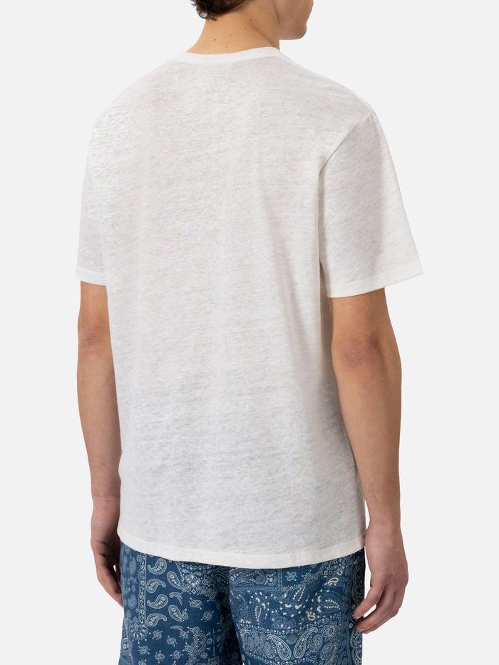 T-shirt Ecstasea in jersey di lino bianca