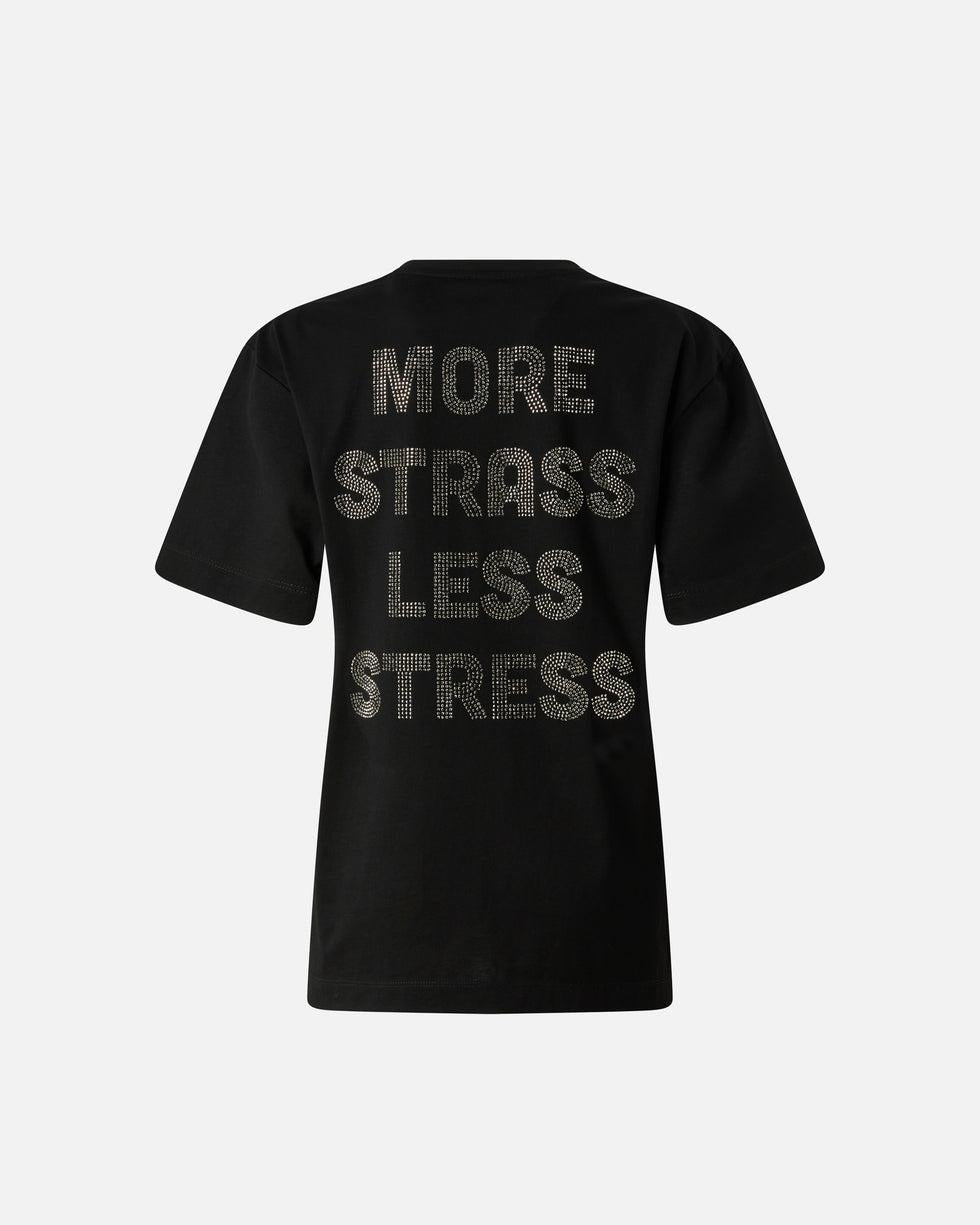 T-shirt More Strass Less Stress<BR/> 105526A33S Z99 PINKO 