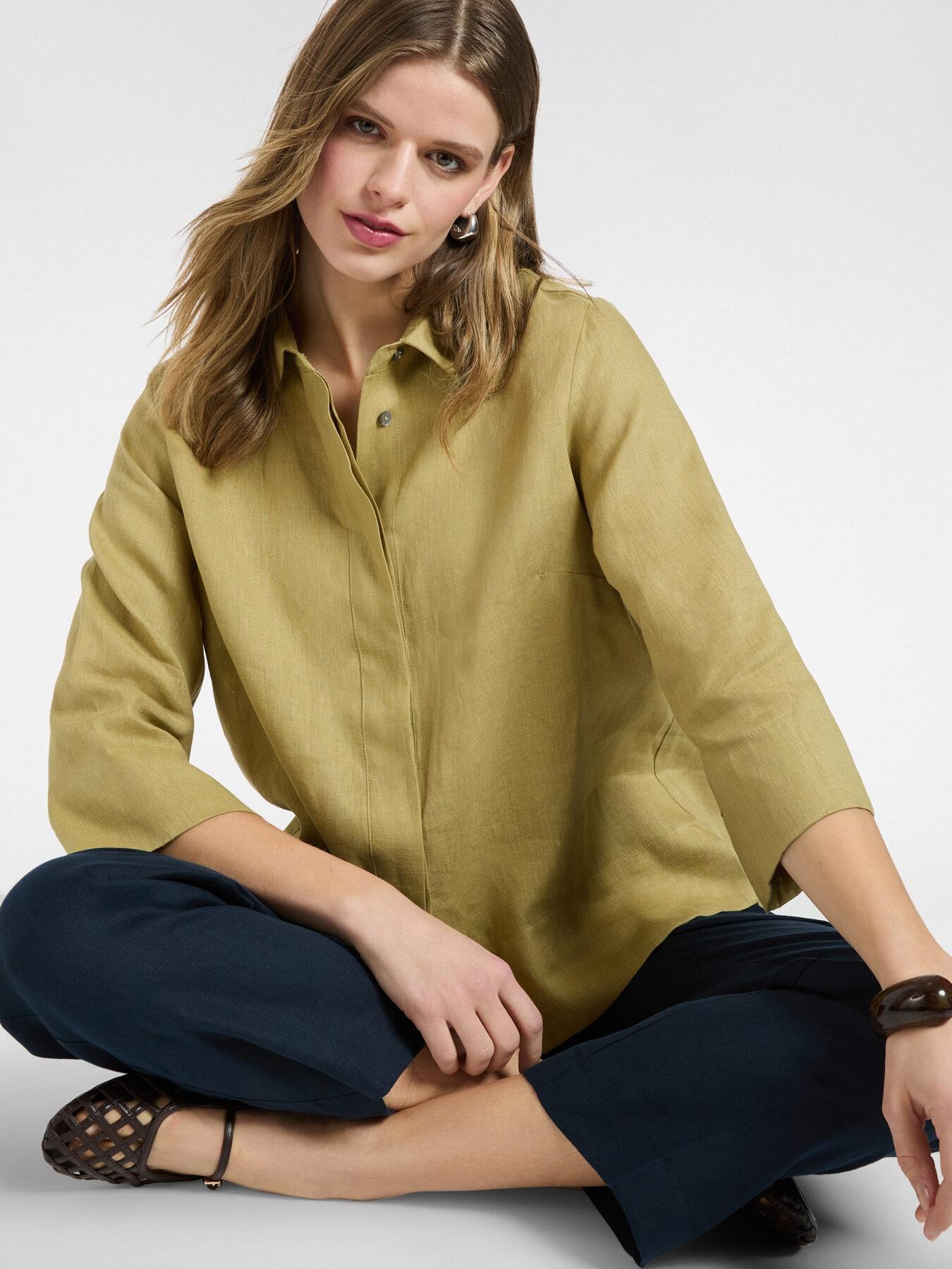 Camicia boxy in lino<BR/> 5013P000322N A5 ELENA MIRO 