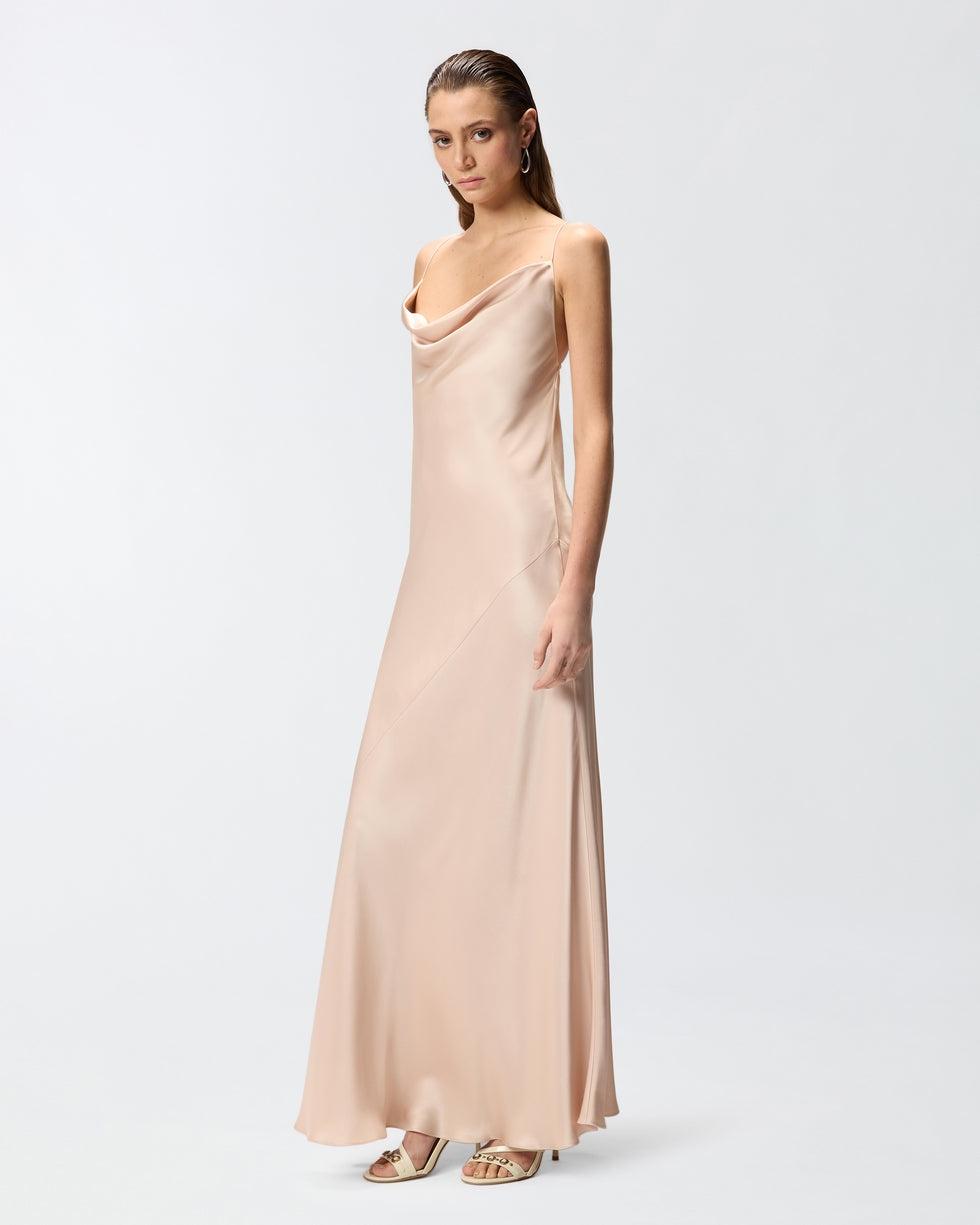 Abito slipdress lungo in satin<BR/> 106587A1Y5 Q35 PINKO 
