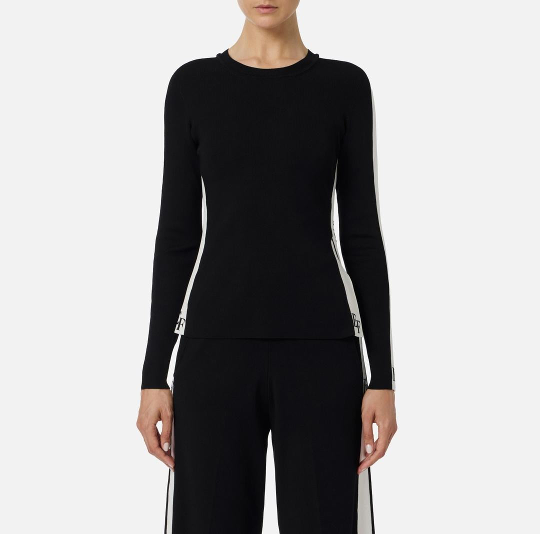 Maglia in viscosa con bande lucide MK03S56E2 EF3 ELISABETTA FRANCHI 