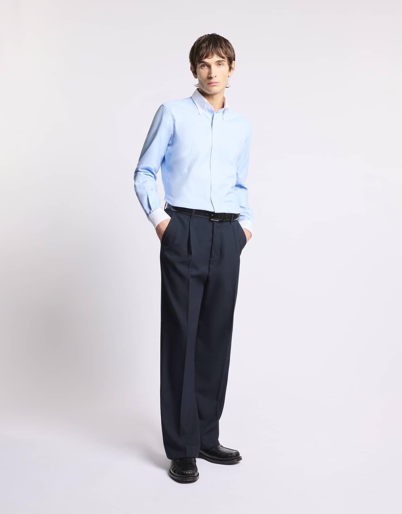 Camicia Regular Fit in Cotone Oxford<BR/> NCMA1522590PJV U010 FAY 