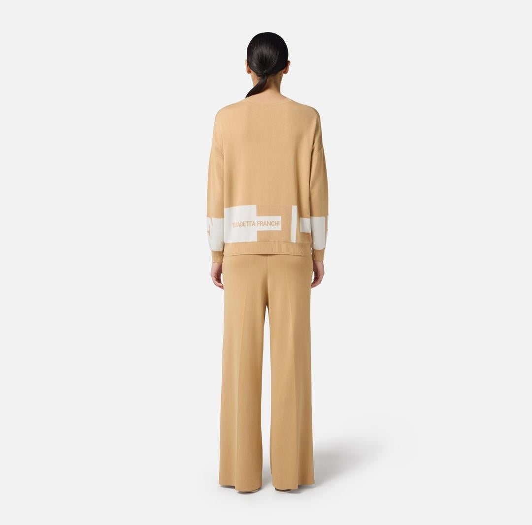 Pantaloni in viscosa con bande lucide KP69S56E2 EG2 ELISABETTA FRANCHI 