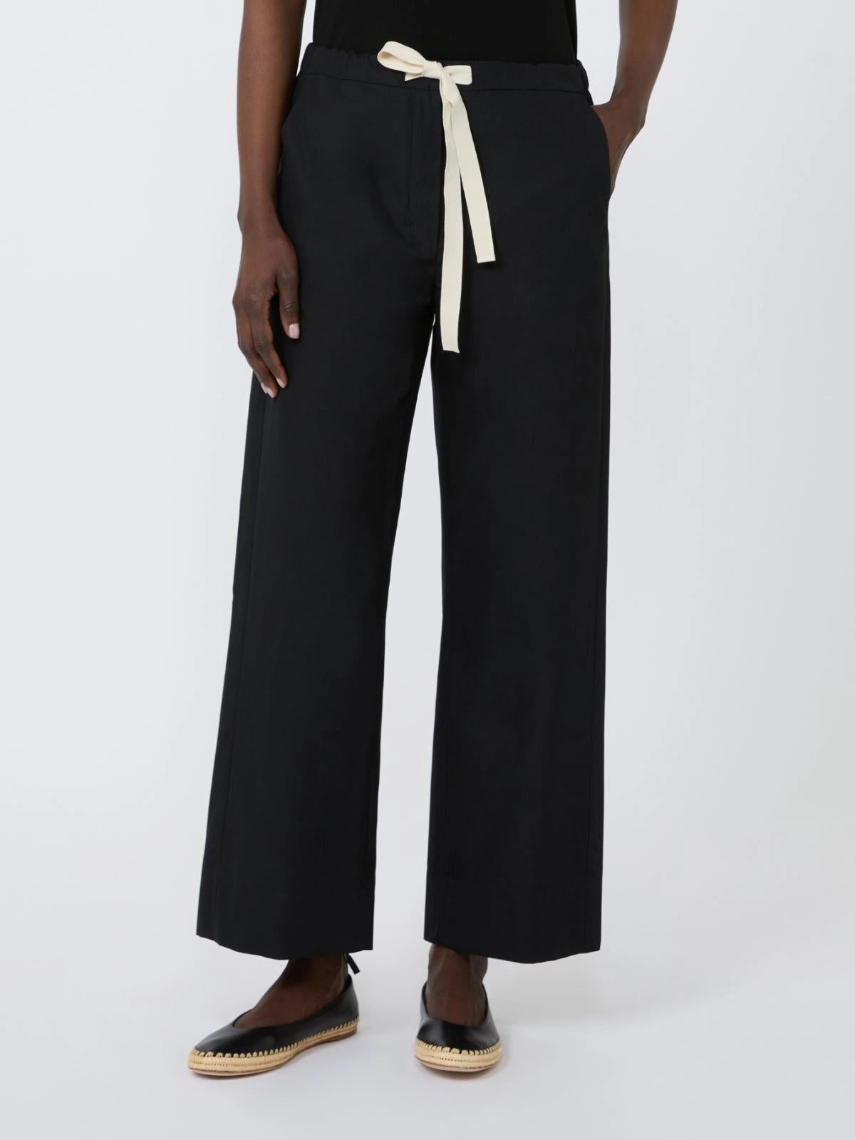 Pantalone coulisse in cotone - Nero<BR/> SMMARGENTO 043 S MAX MARA 2 