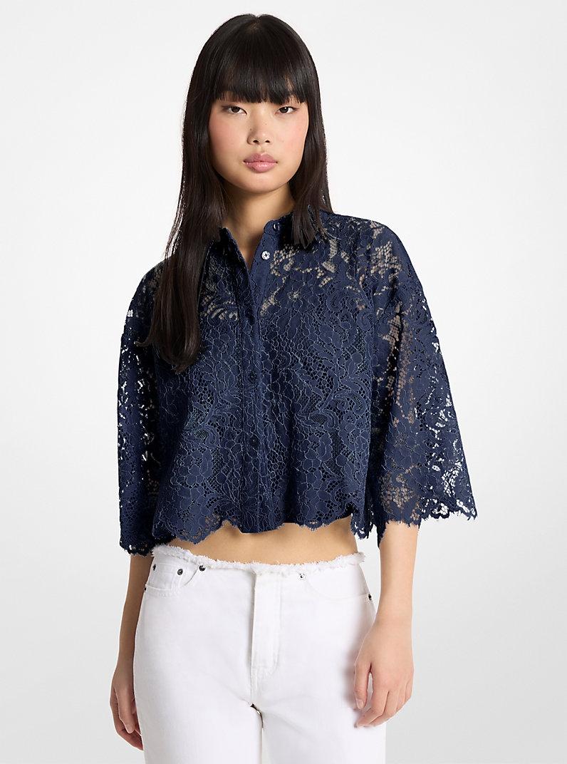 Blusa cropped in pizzo cordonato floreale MS64101KQ9 409 MICHAEL KORS 