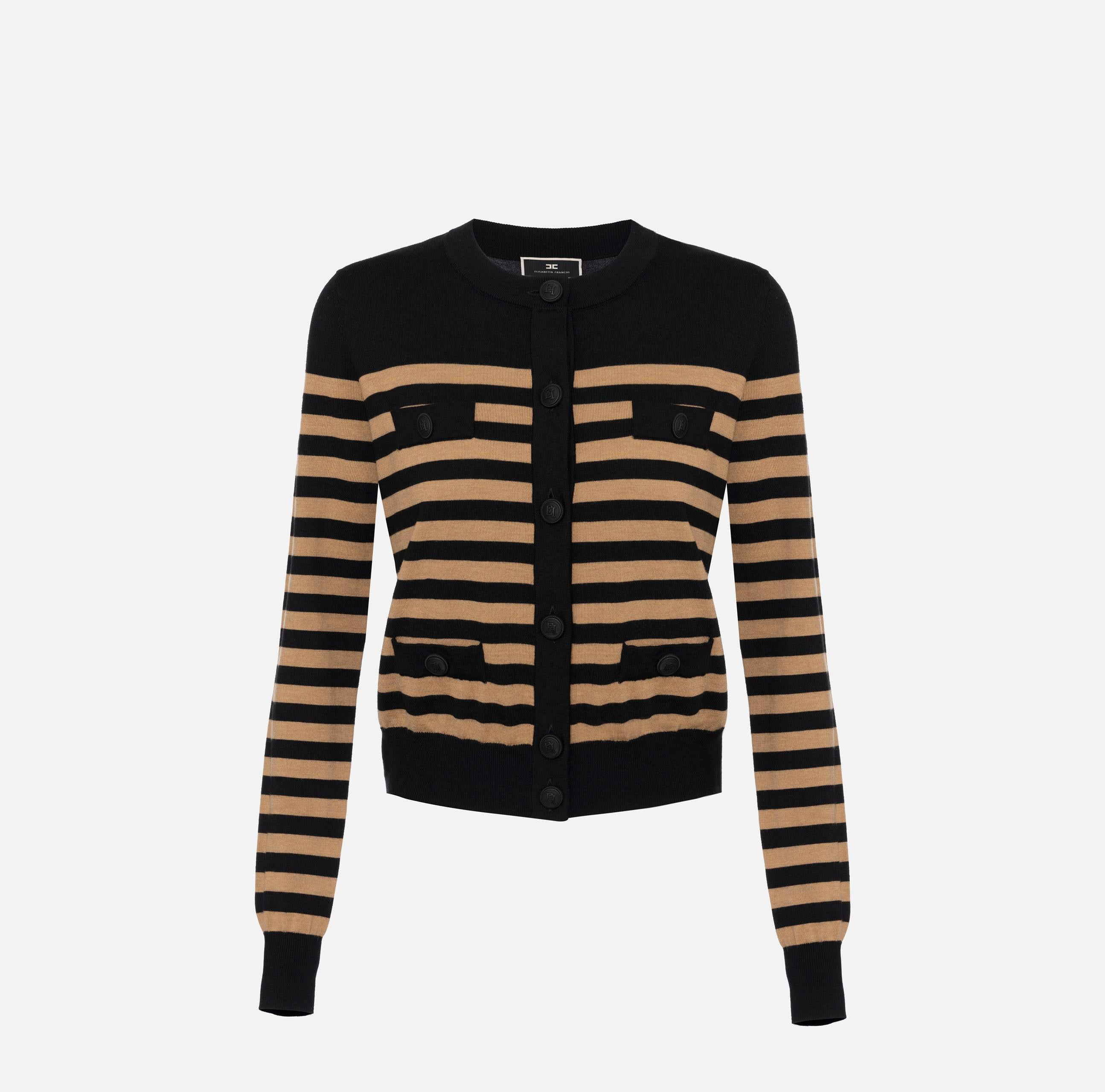 Cardigan in lana a righe