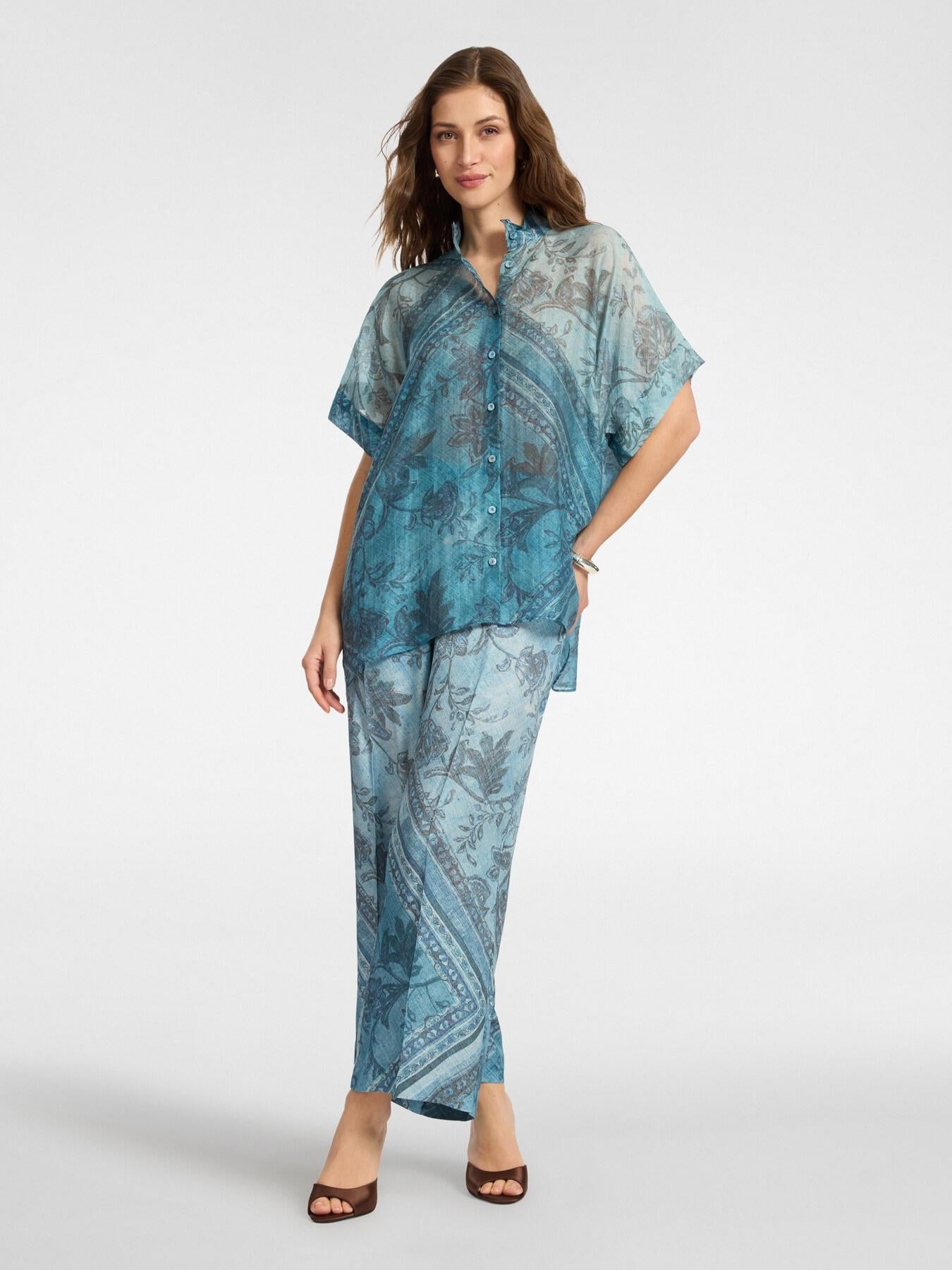 Pantaloni stampati in viscosa<BR/> P001P000487N 01 ELENA MIRO 