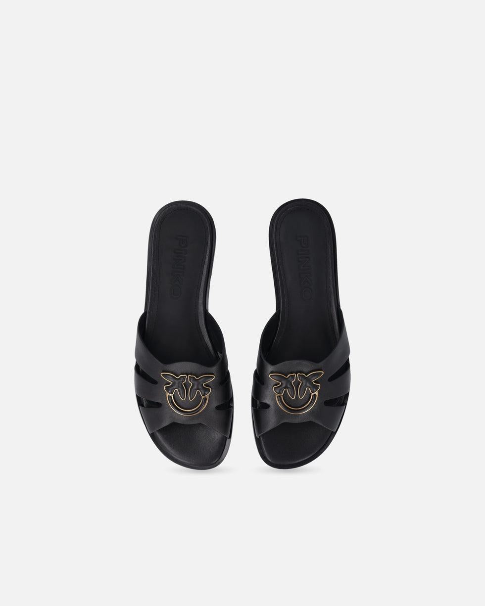 Ciabattine in pelle con logo Love Birds SD0463P001 Z99 PINKO 