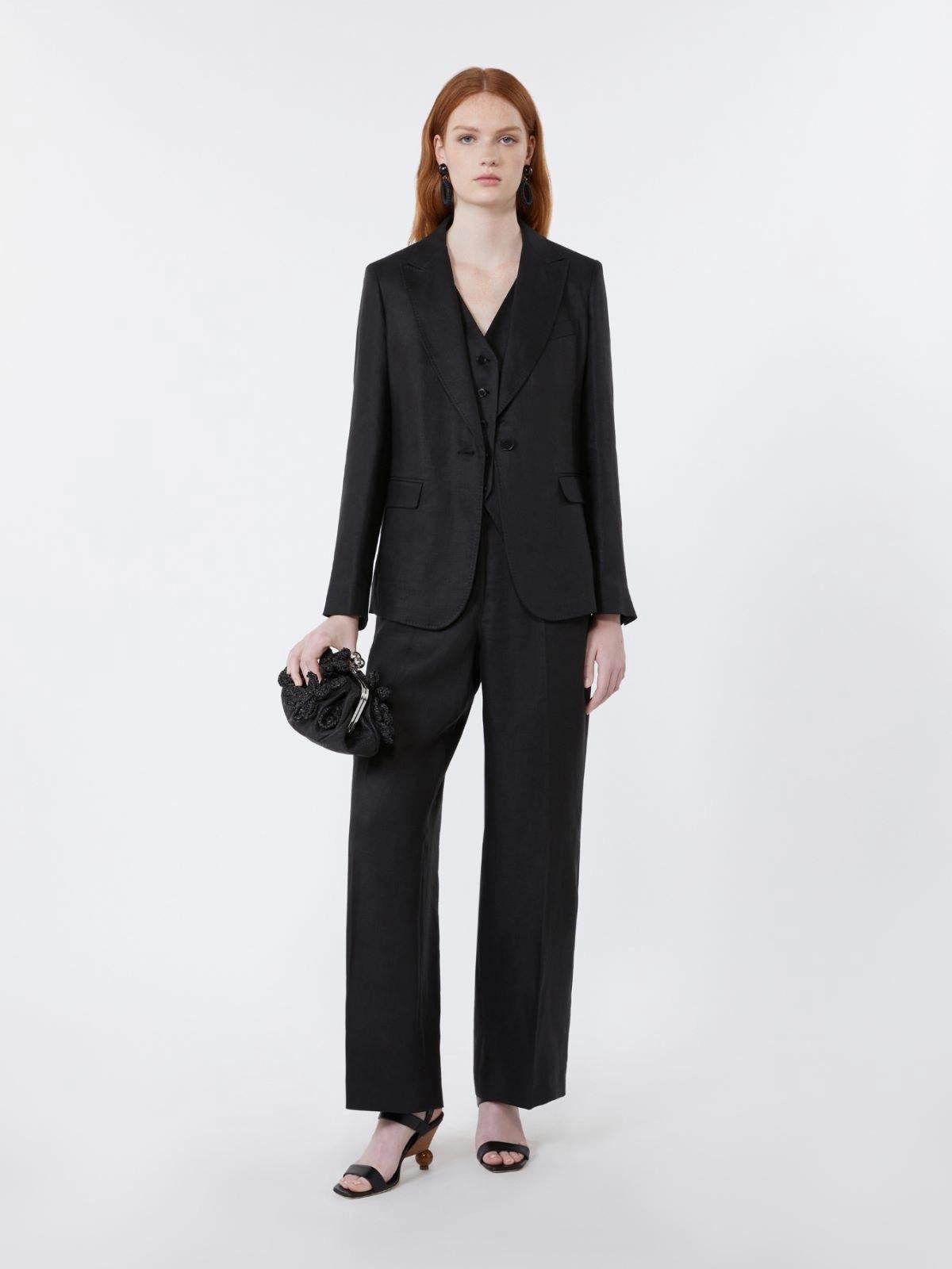 Gilet in canvas di lino - NERO<BR/> WKDPACE 007 WEEKEND 