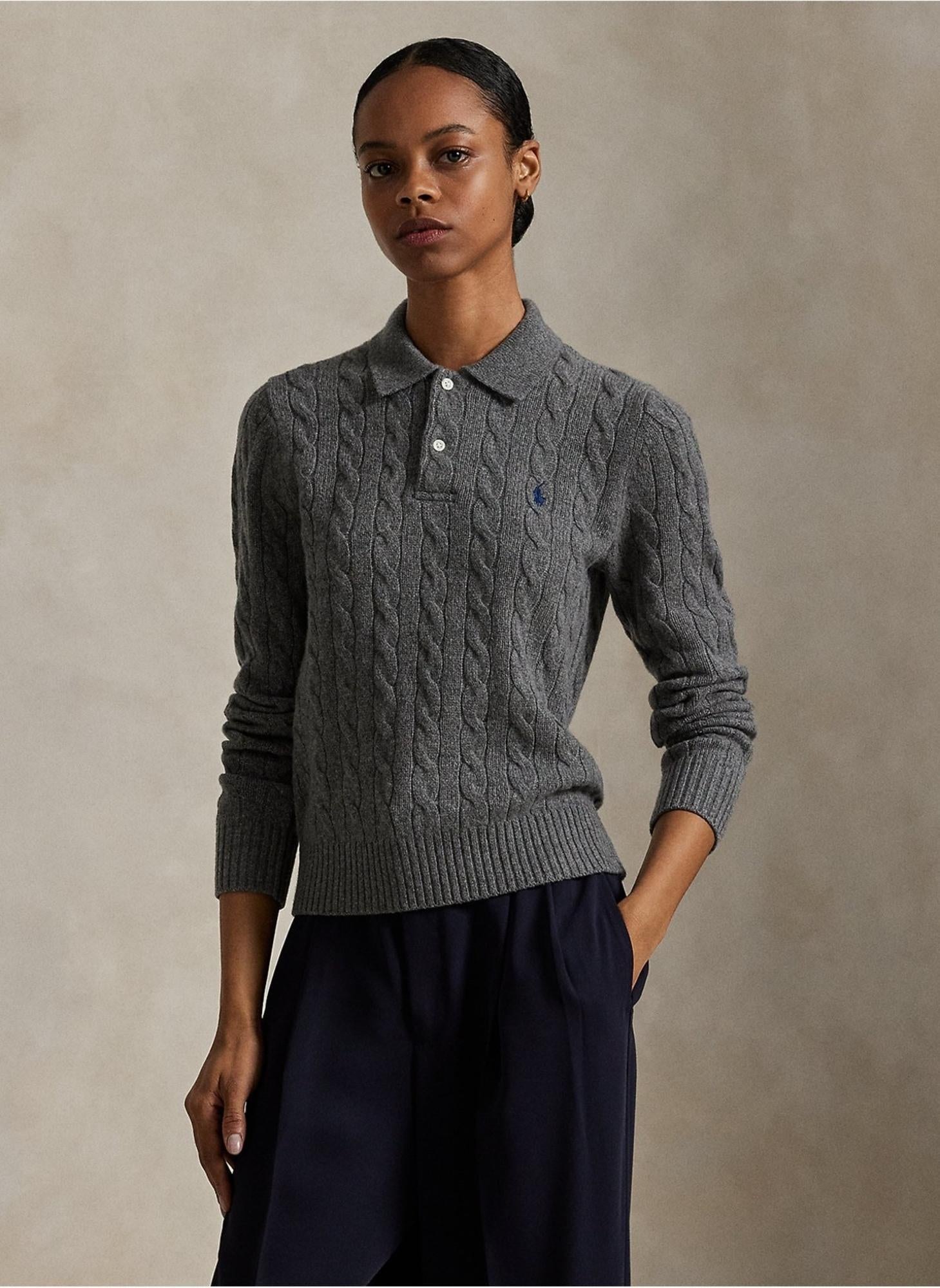 Polo in misto lana a trecce 211972132 500 RALPH LAUREN 