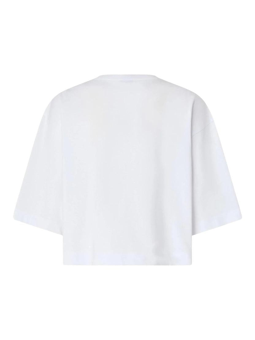 T-shirt cropped con ricamo Love Birds<BR/> 106814A3AM ZZ1 PINKO 