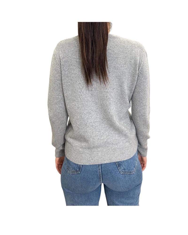 Maglione New Queen in misto cashmere grigio con jacquard Vacanze di Natale QUE0010 02228I MC2 SAINT BARTH 