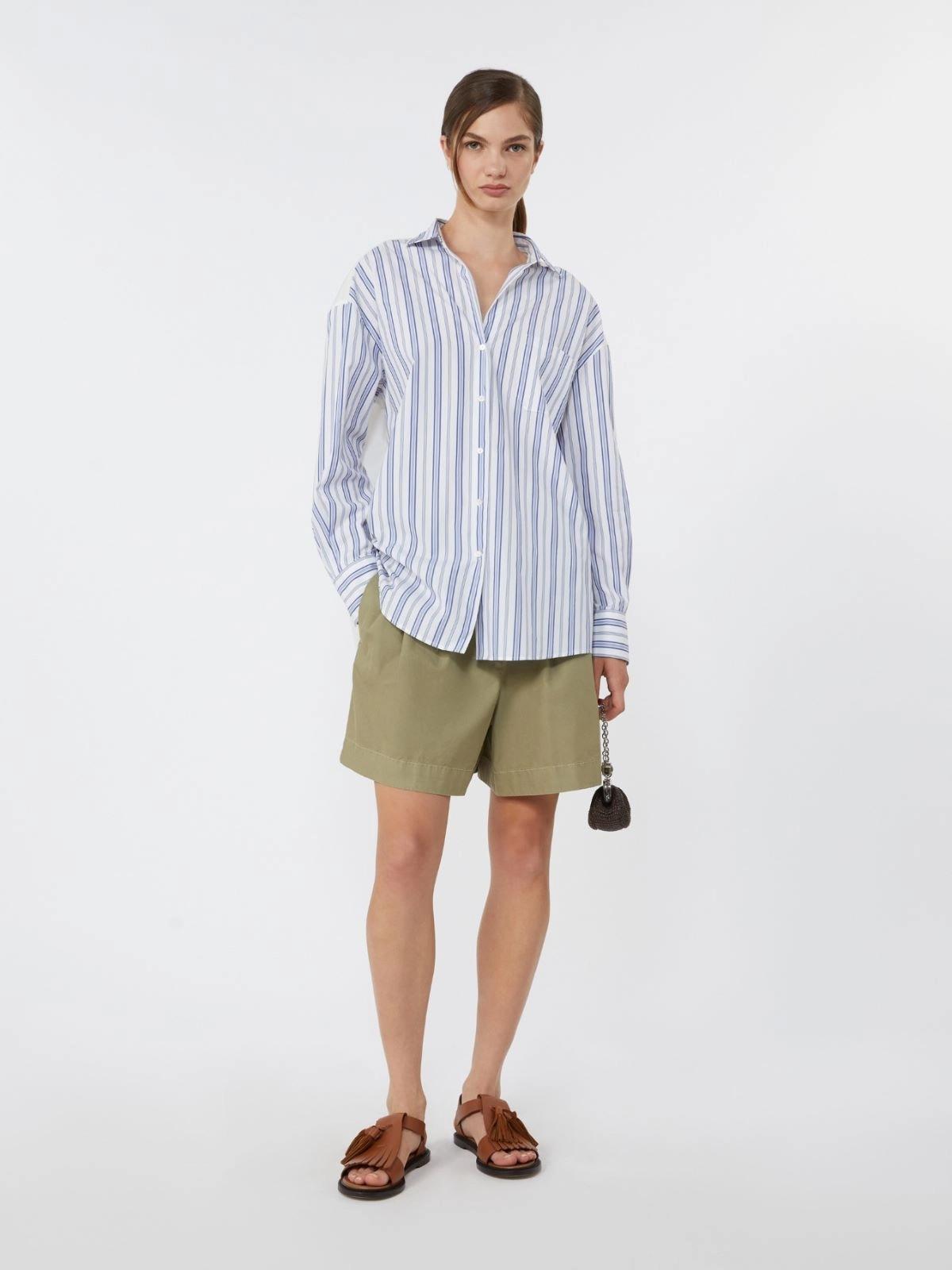 Camicia in cotone a righe e pizzo Sangallo - BLU<BR/> WKDTESSILE 050 WEEKEND 