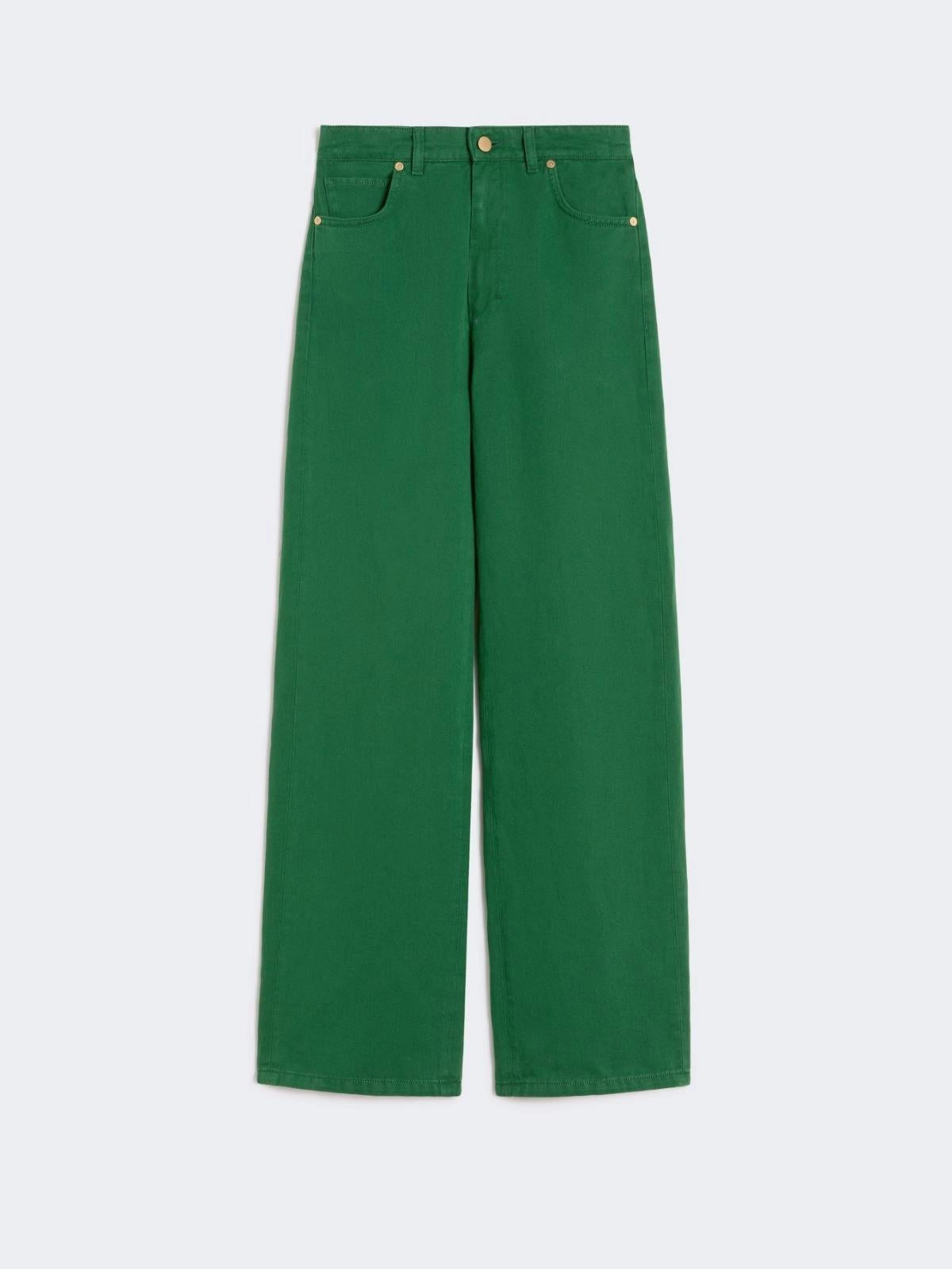 Pantalone 5 tasche in cotone e lino - Verde<BR/> SMMONORATA 003 S MAX MARA 2 
