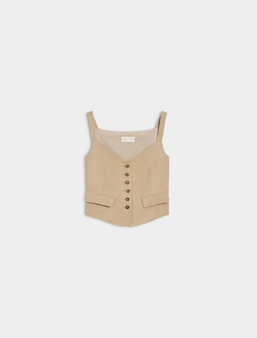 Gilet aderente in misto lino