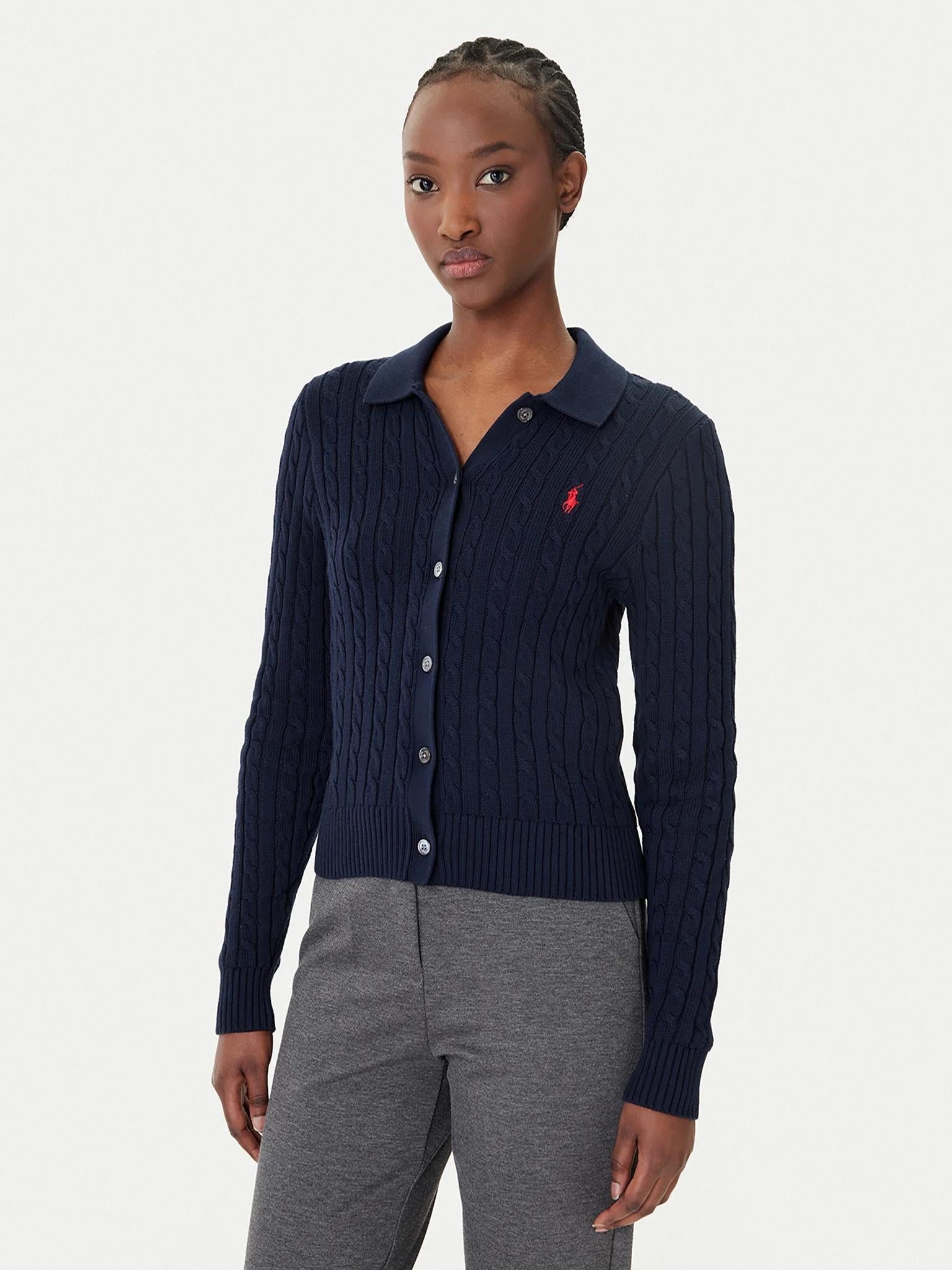 Cardigan in cotone lavorazione a trecce 211971881 501 RALPH LAUREN 