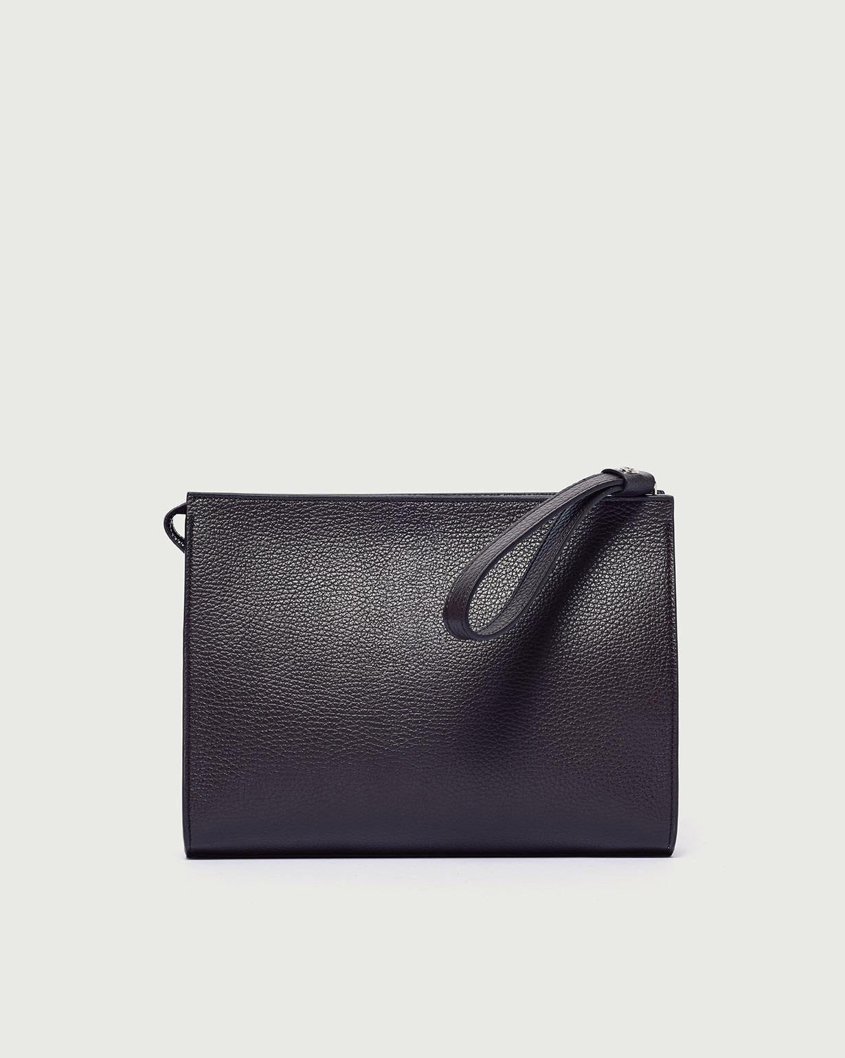 Pouch Micron in pelle con polsiera<BR/> SU0127MIC EBANO ORCIANI 