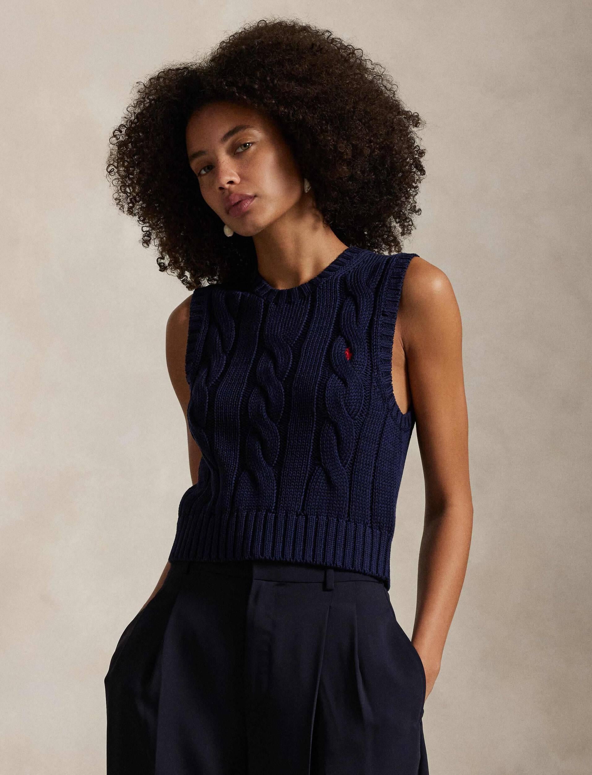 Gilet donna in cotone a trecce 211959295 002 RALPH LAUREN 