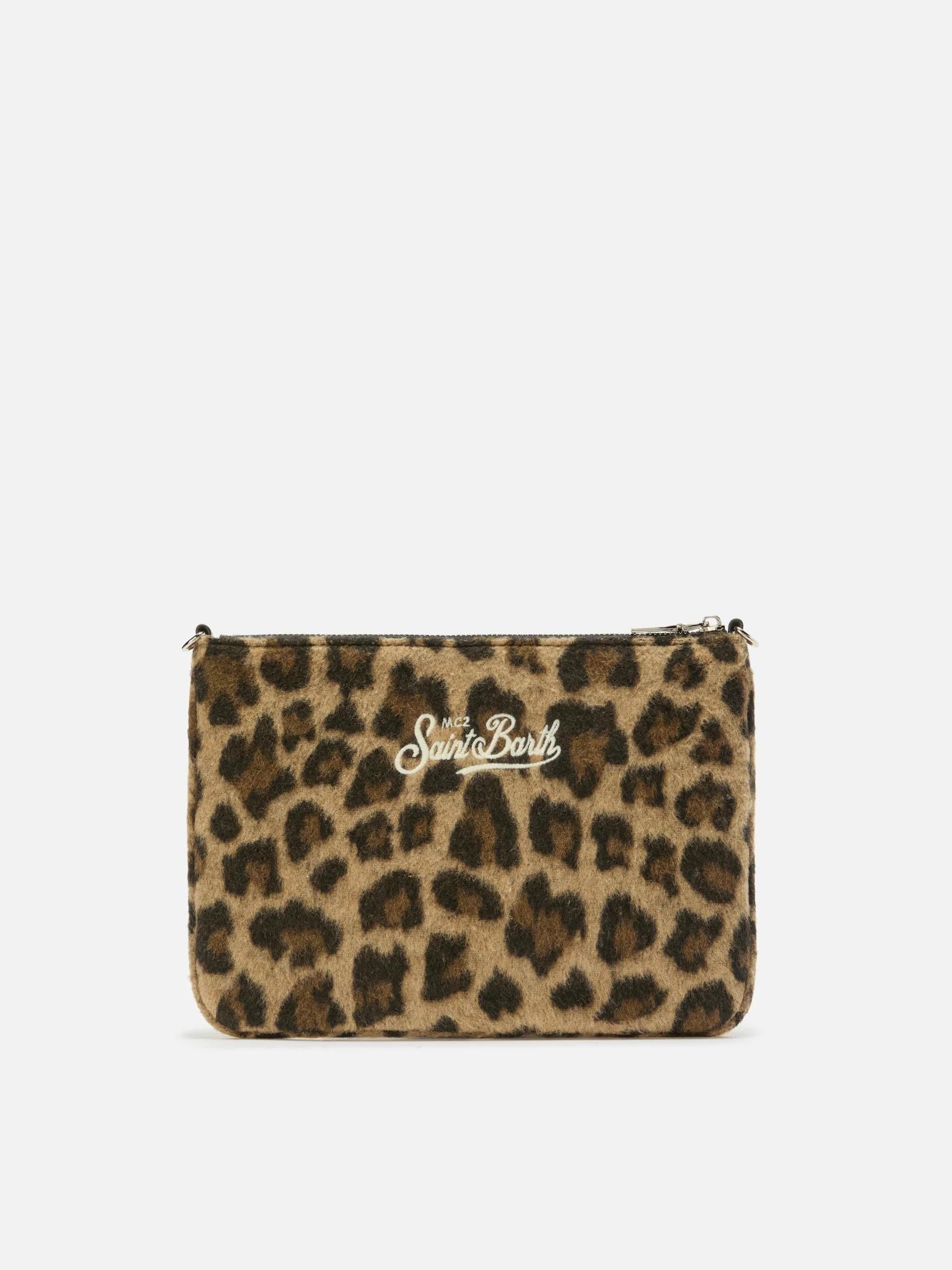 Borsa crossbody Parisienne Felt in misto lana leopardata PAR0025 00223I MC2 SAINT BARTH 
