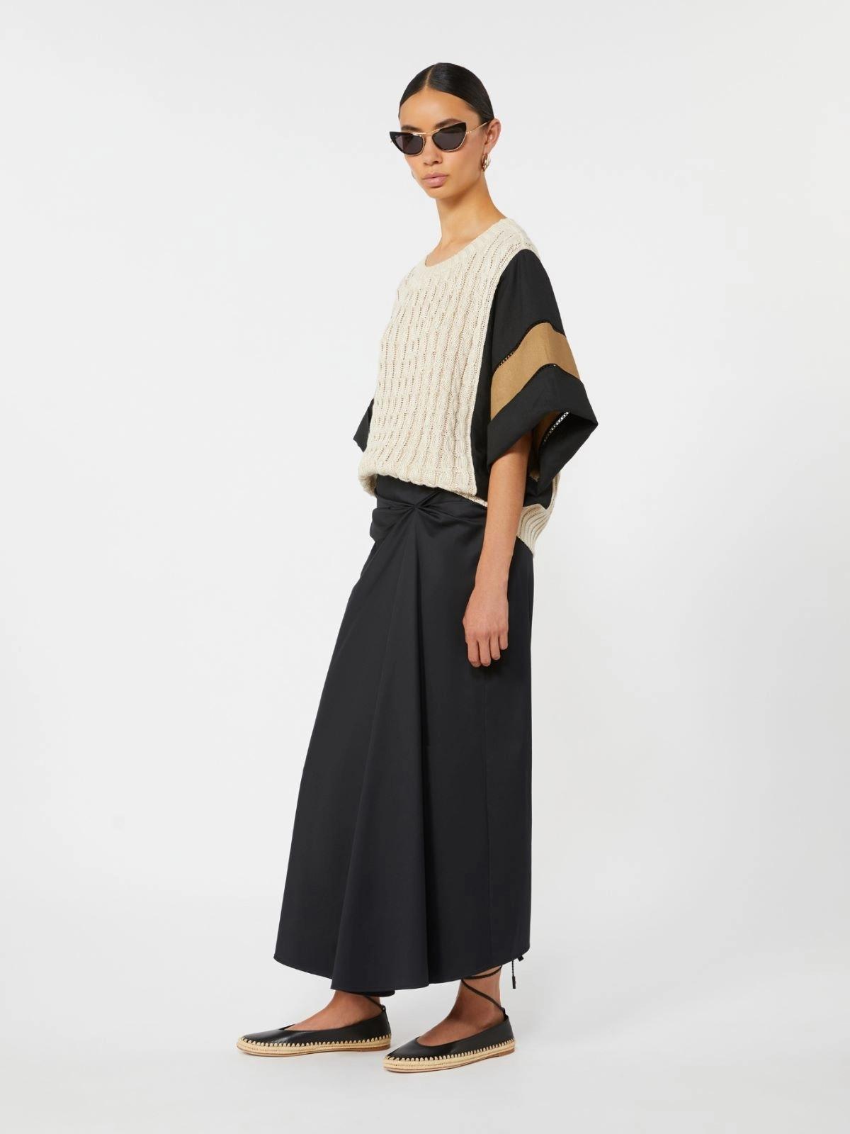 Gonna in raso di cotone - Nero<BR/> MXMPAGGI 002 MAX MARA 