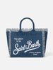 Borsa a spalla Vanity in canvas di cotone indaco