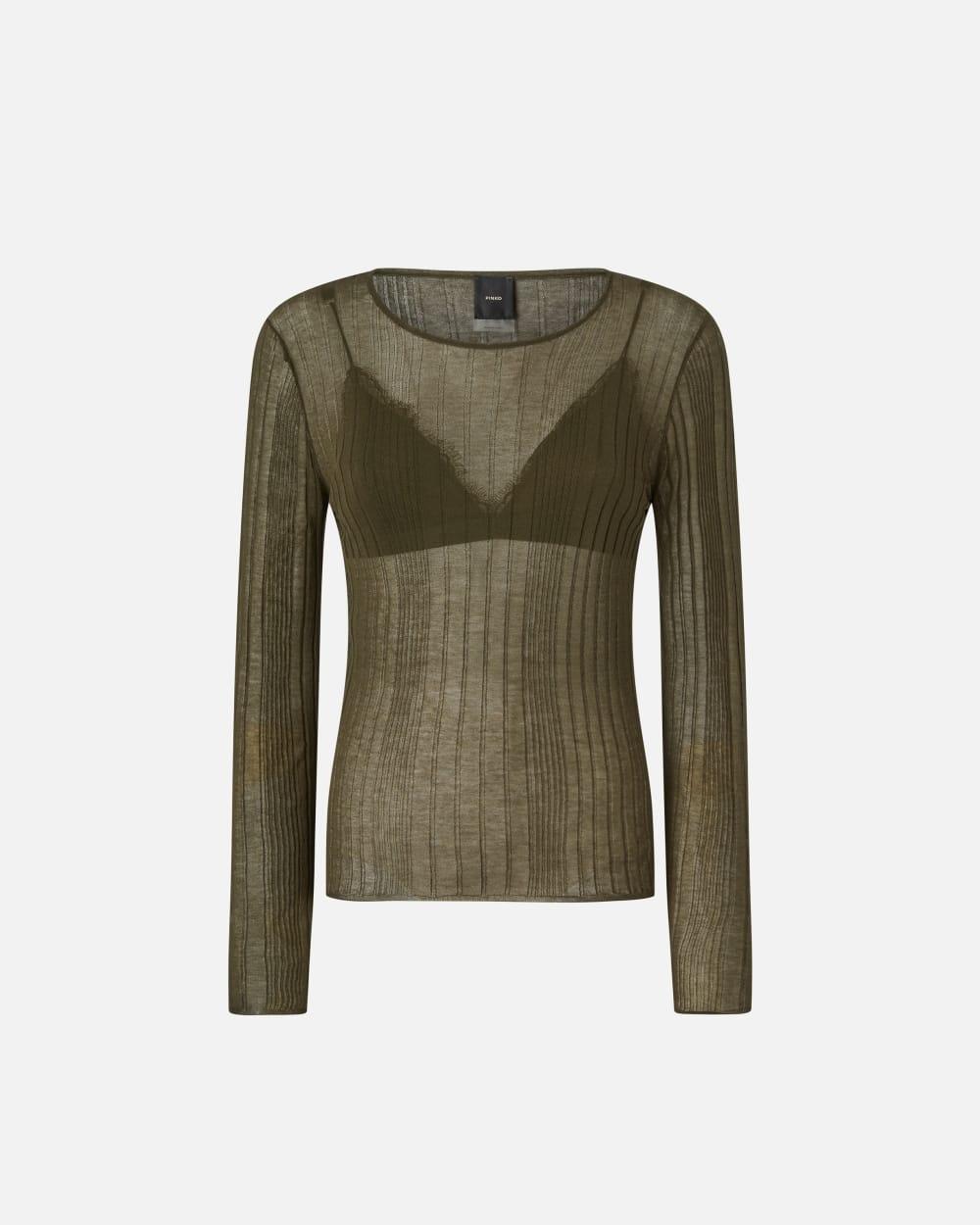 Maglia semitrasparente a costine