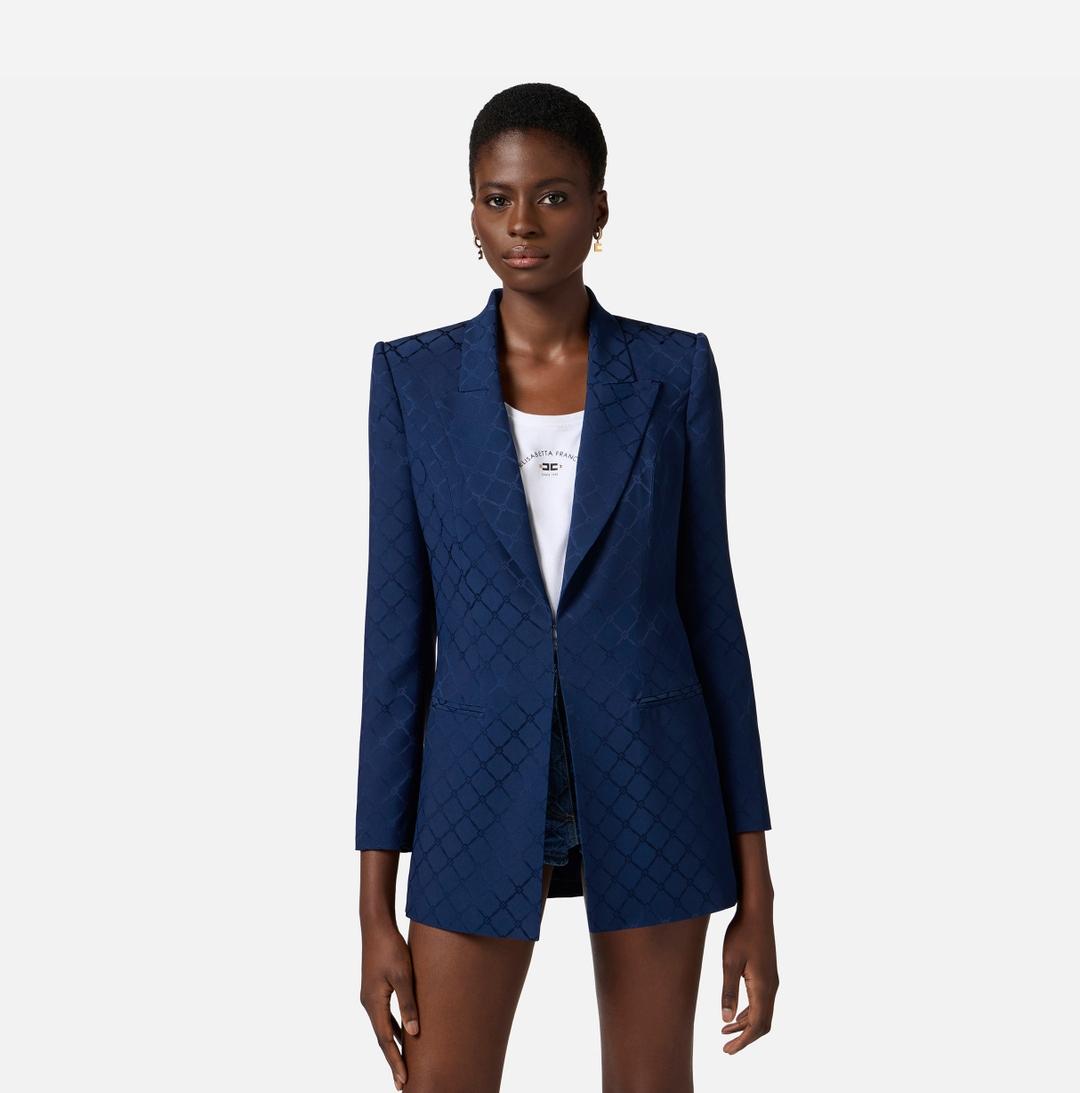 Giacca in satin con losanga jacquard