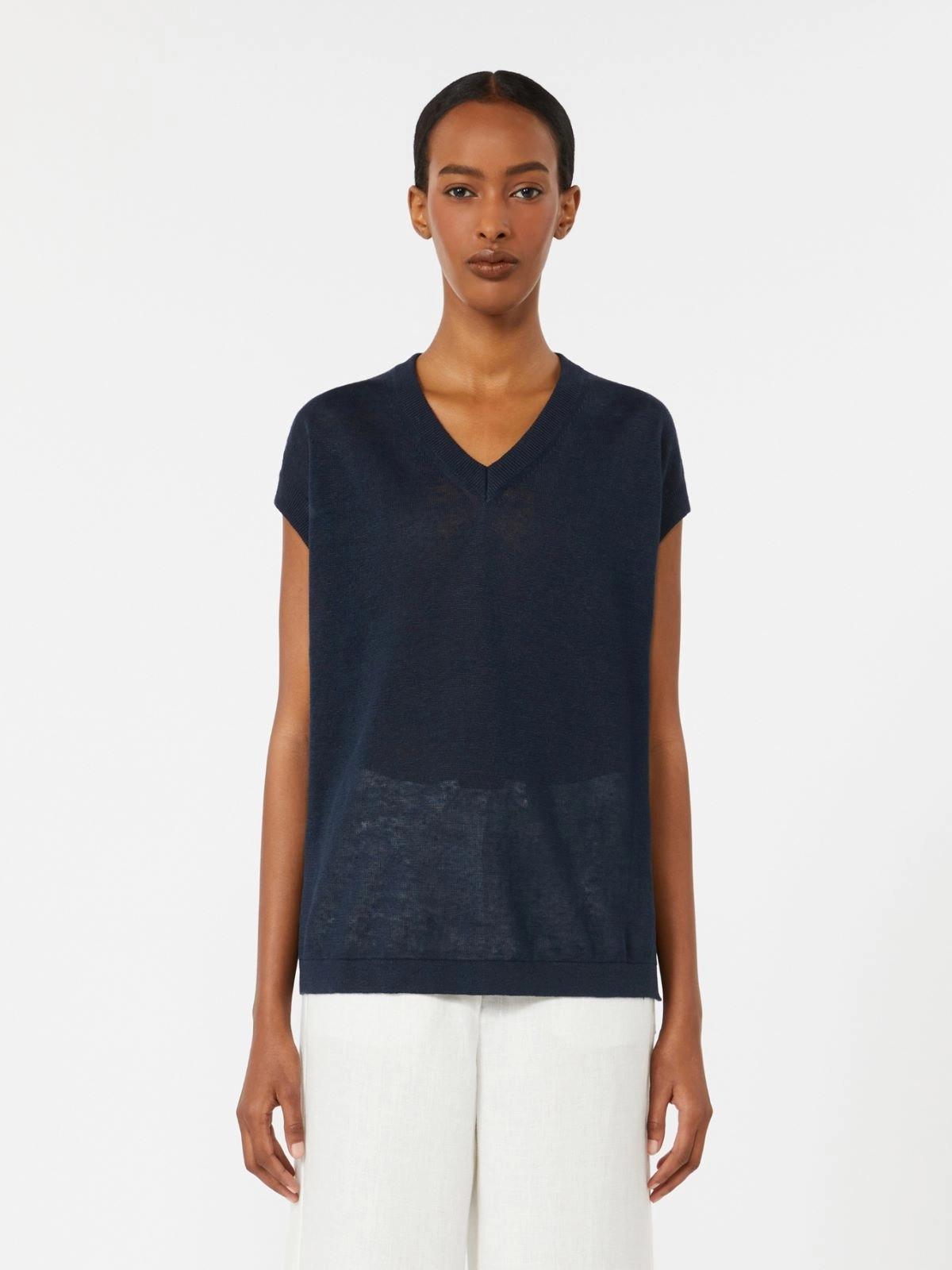 Gilet in filato di lino - Blu<BR/> SMMGHIANDA 003 S MAX MARA 2 