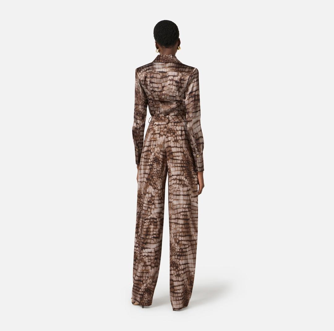 Pantaloni in jersey leggero con stampa alligatore PA16261E2 644 ELISABETTA FRANCHI 