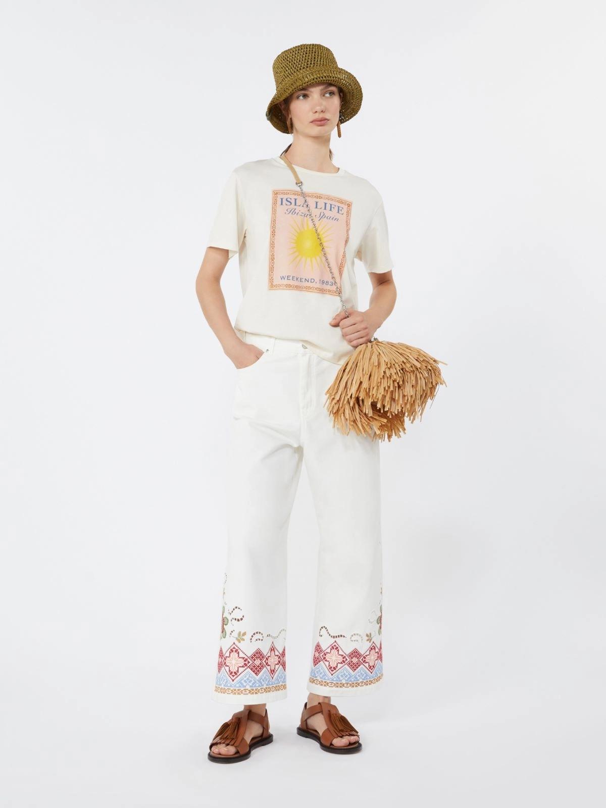 T-shirt in jersey di cotone - ECRU<BR/> WKDPANTERA 003 WEEKEND 