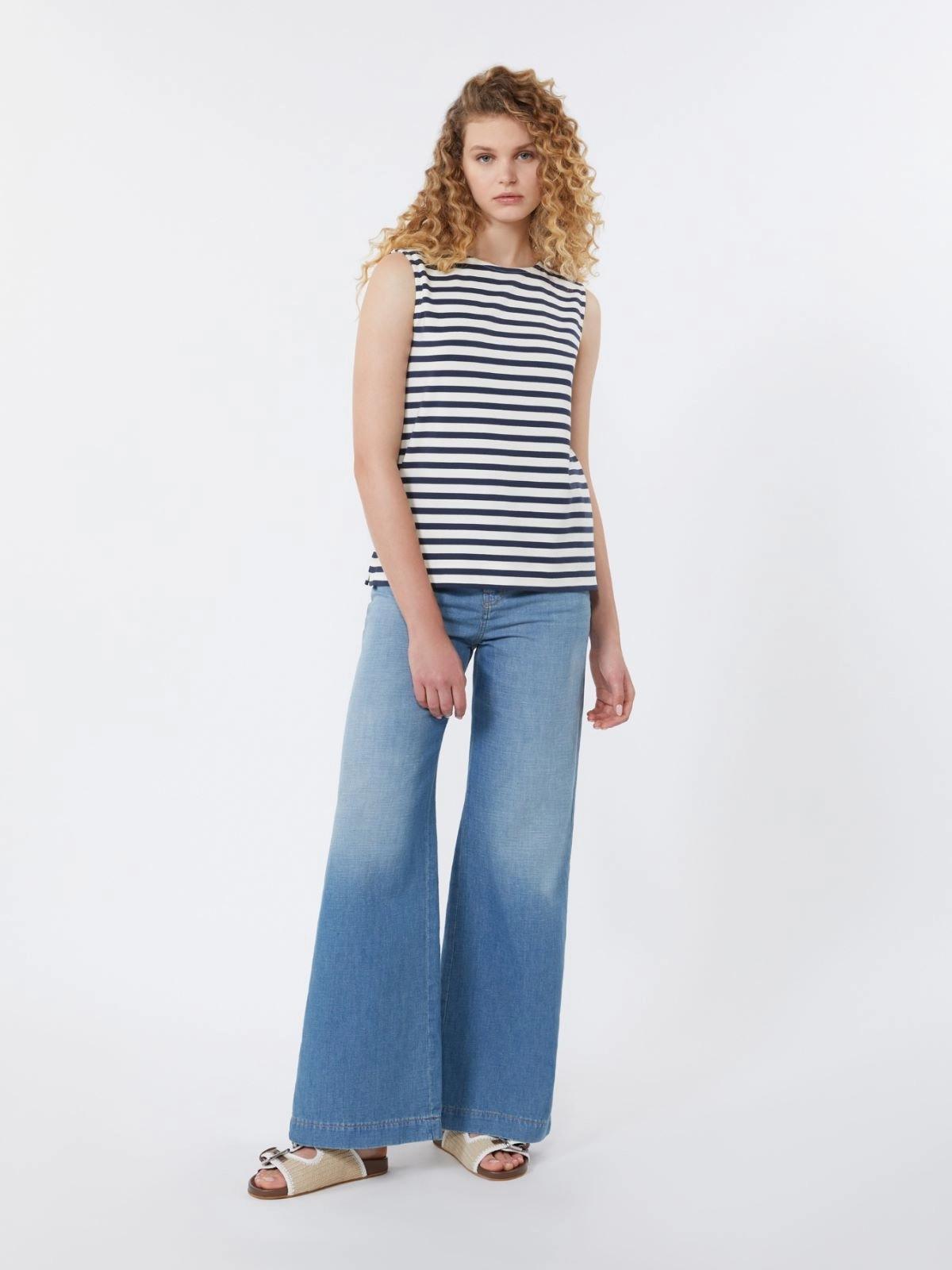 Top smanicato in jersey interlock - BLU<BR/> WKDMULTIH 011 WEEKEND 