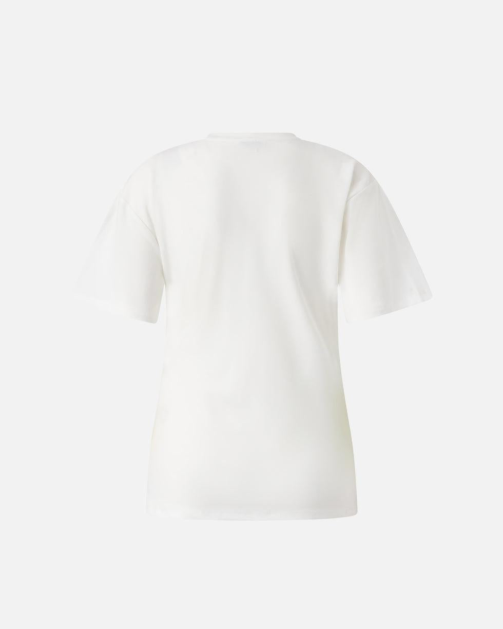 T-shirt con drappeggio e dettaglio dorato<BR/> 106455A35D Z05 PINKO 