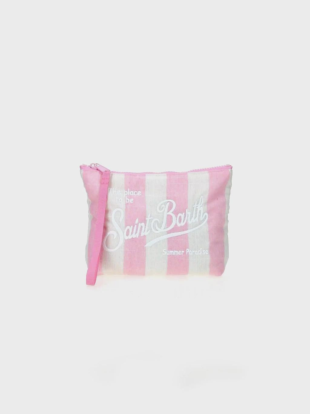 Pochette Aline soft in cotone lino con stampa a righe