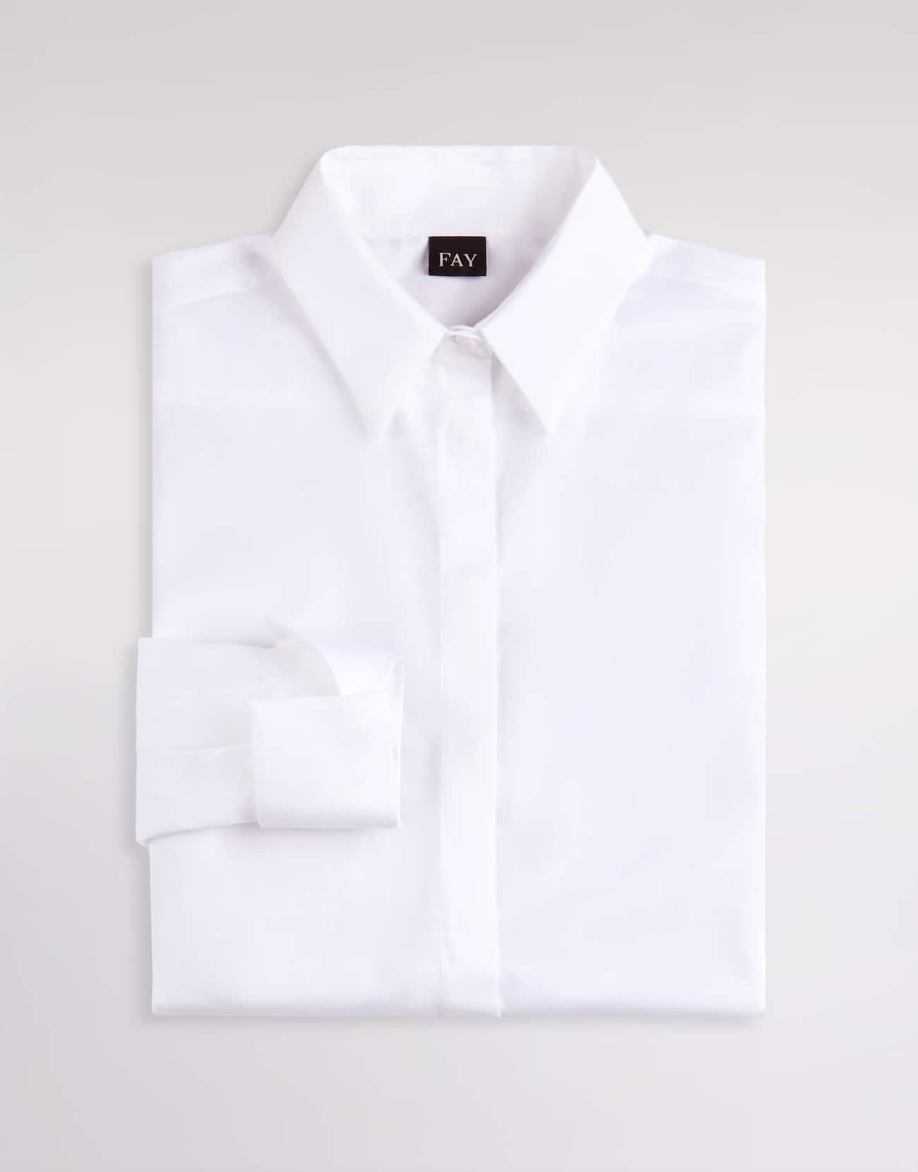 Camicia Slim Fit in Popeline Stretch<BR/> NCWA152626SZGR B001 FAY 