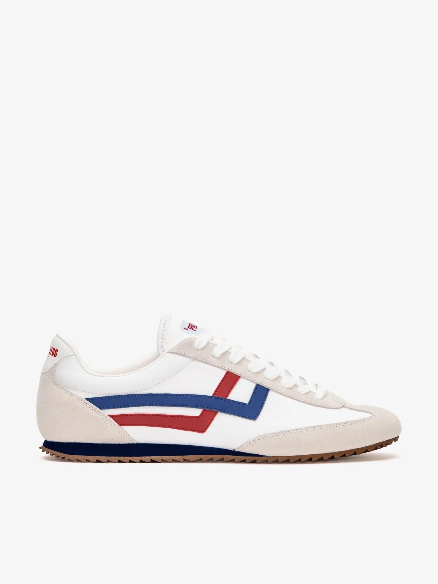 Racer 77 in nylon bianco e rosso/blu<BR/><BR/> R7226SLM WH00002 PRO-KEDS 